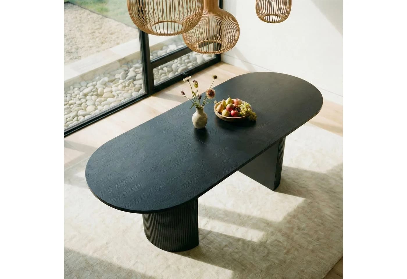 IDIMEX Esstisch EMEZA Oval Ausziehbar Schwarz MDF
