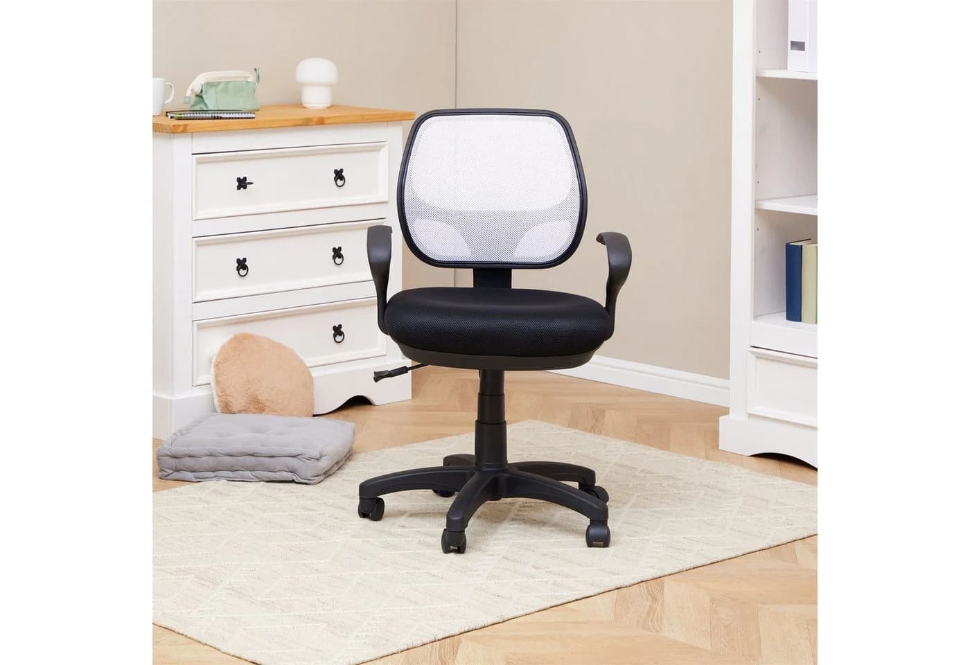 IDIMEX Kinderdrehstuhl COOL Schwarz/Weiß Ergonomisch Höhenverstellbar