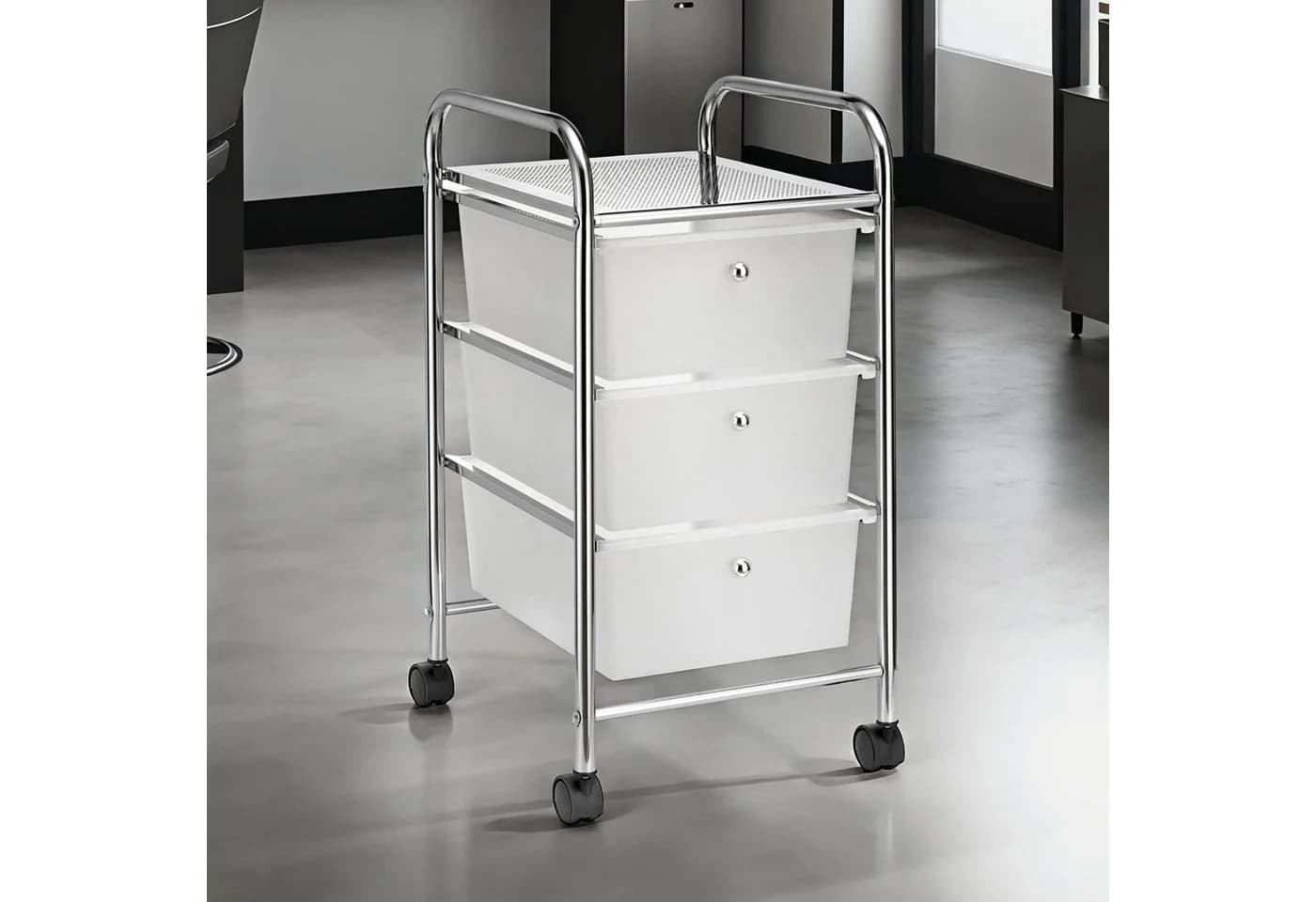 IDIMEX Beistellwagen GINA Badrollwagen 3 Schubladen transparent