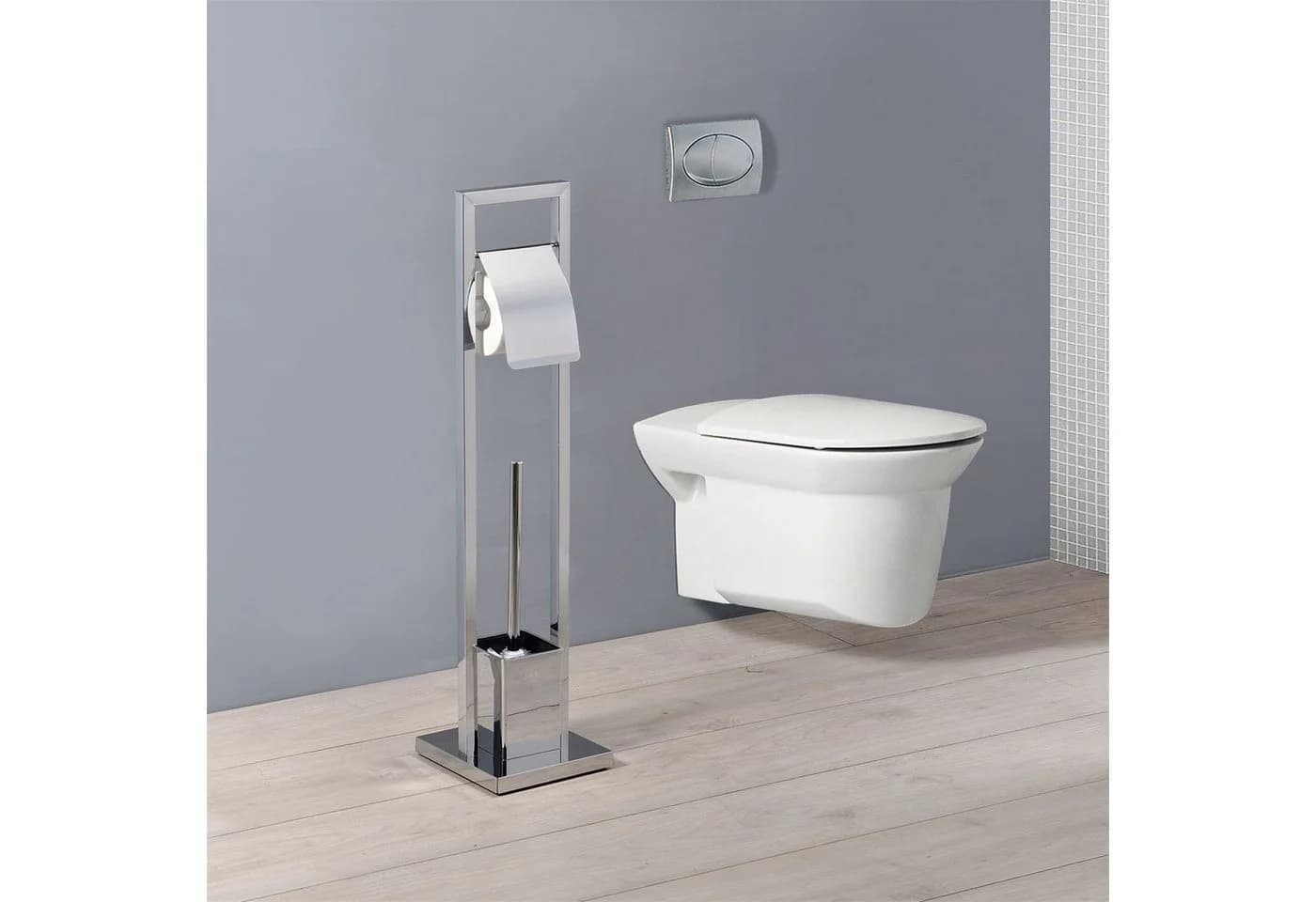 IDIMEX Toilettenpapierhalter TOMA WC Garnitur Silber