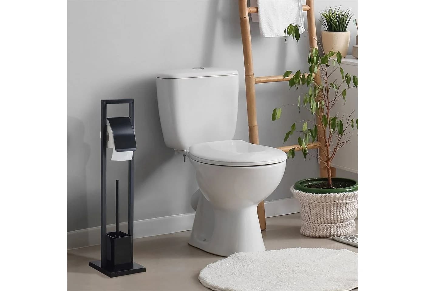 IDIMEX Toilettenpapierhalter TOMA WC Garnitur Schwarz Metall