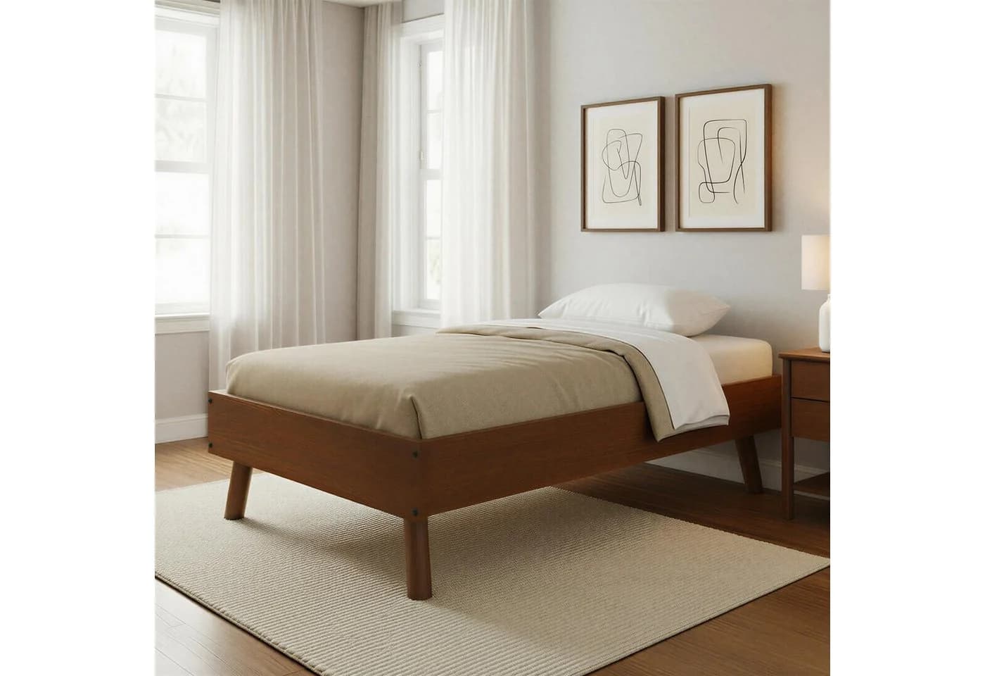 IDIMEX Futonbett KARRI Einzelbett Massivholz Kastanie