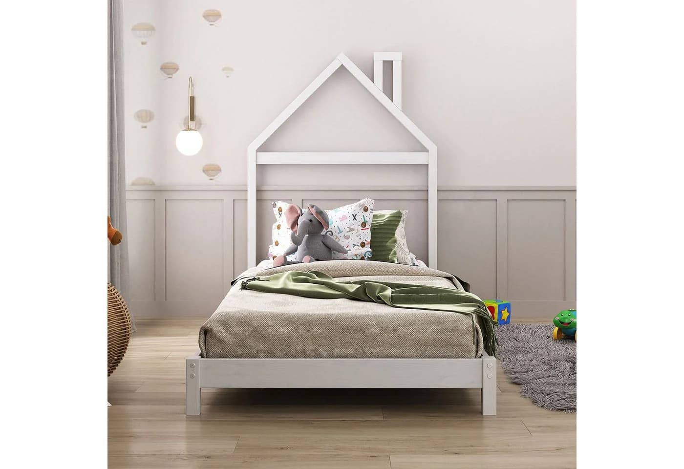 IDIMEX Kinderbett LIZ 90x200 cm Montessori Bodenbett Massivholz Weiß