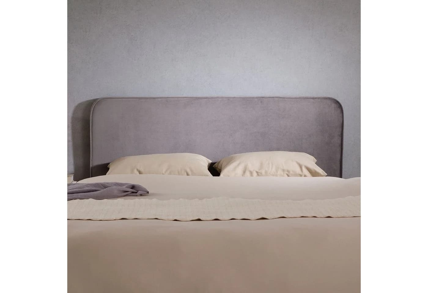 IDIMEX Kopfteil NOVARE Bettkopfteil 160 cm Headboard Wandmontage Samt Stoff Grau