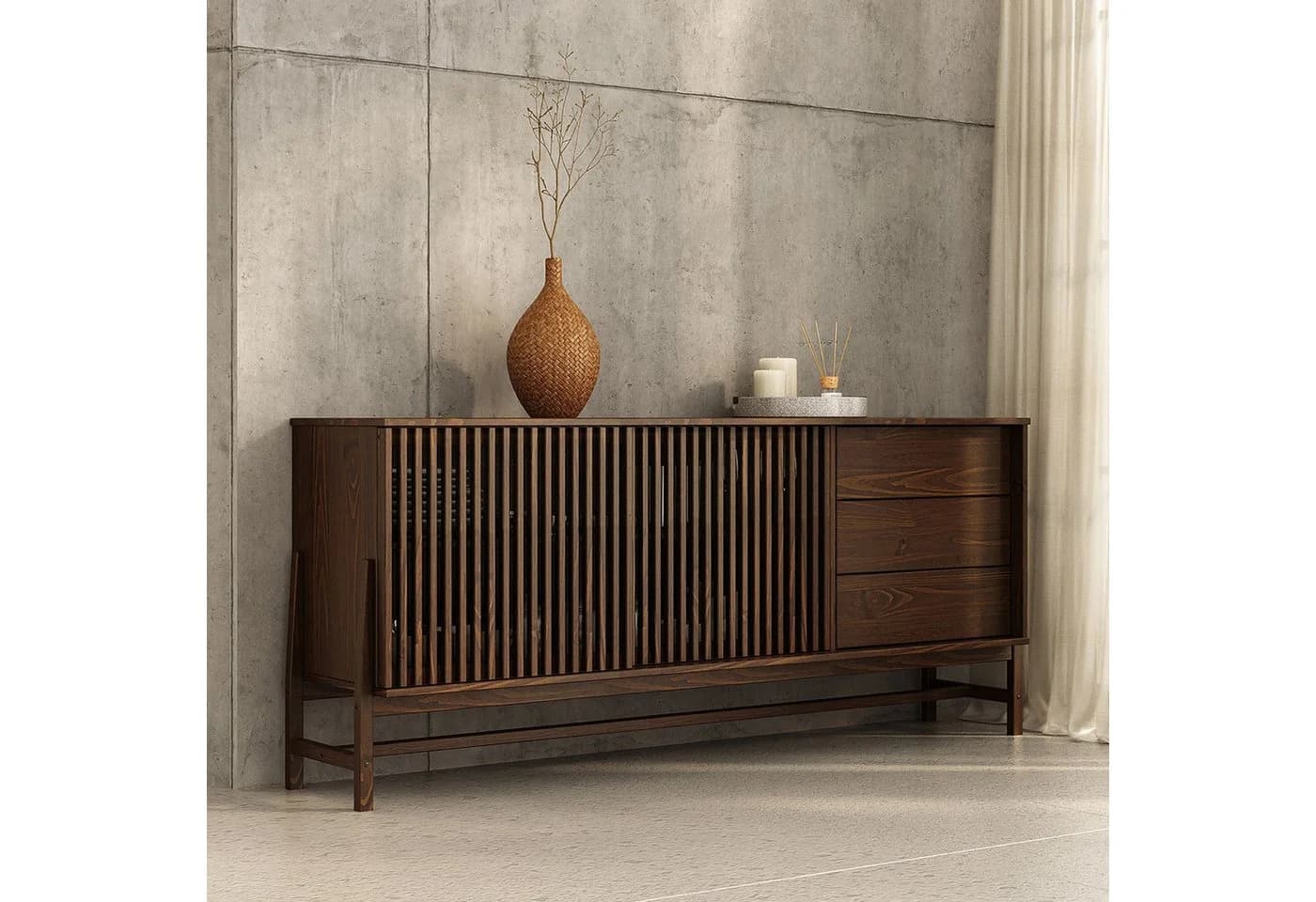 IDIMEX Sideboard ADAMO Kommode 175 cm Massivholz Nussbaum