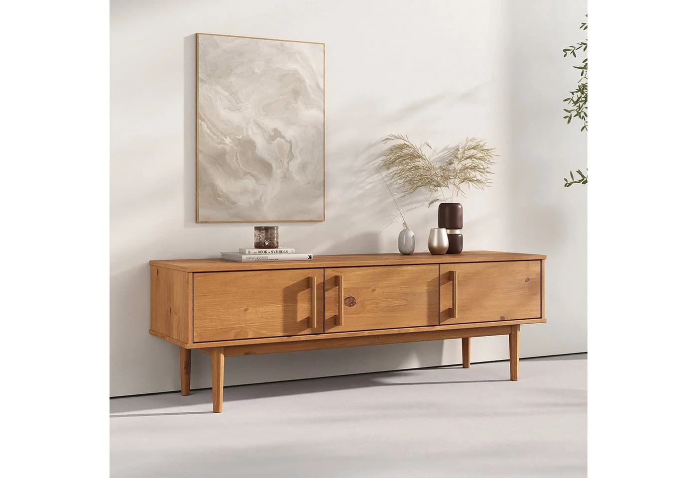 IDIMEX Lowboard TECCA, Sideboard 3 Türen Massivholz Kiefer Eiche