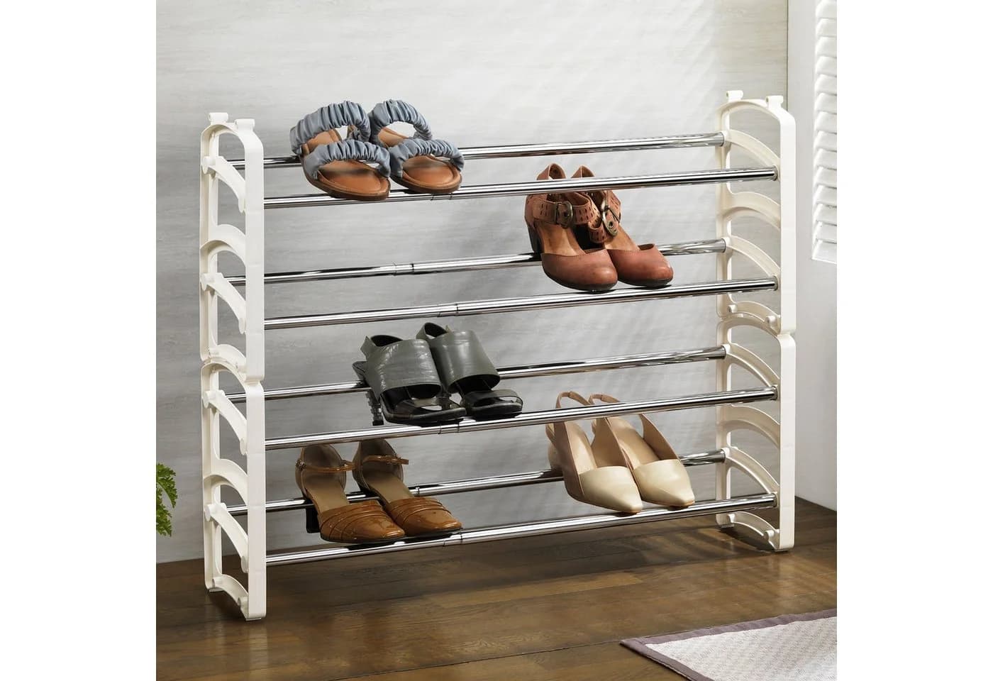 IDIMEX Schuhregal TOWER Schuhablage Metall Schuhorganizer Weiß
