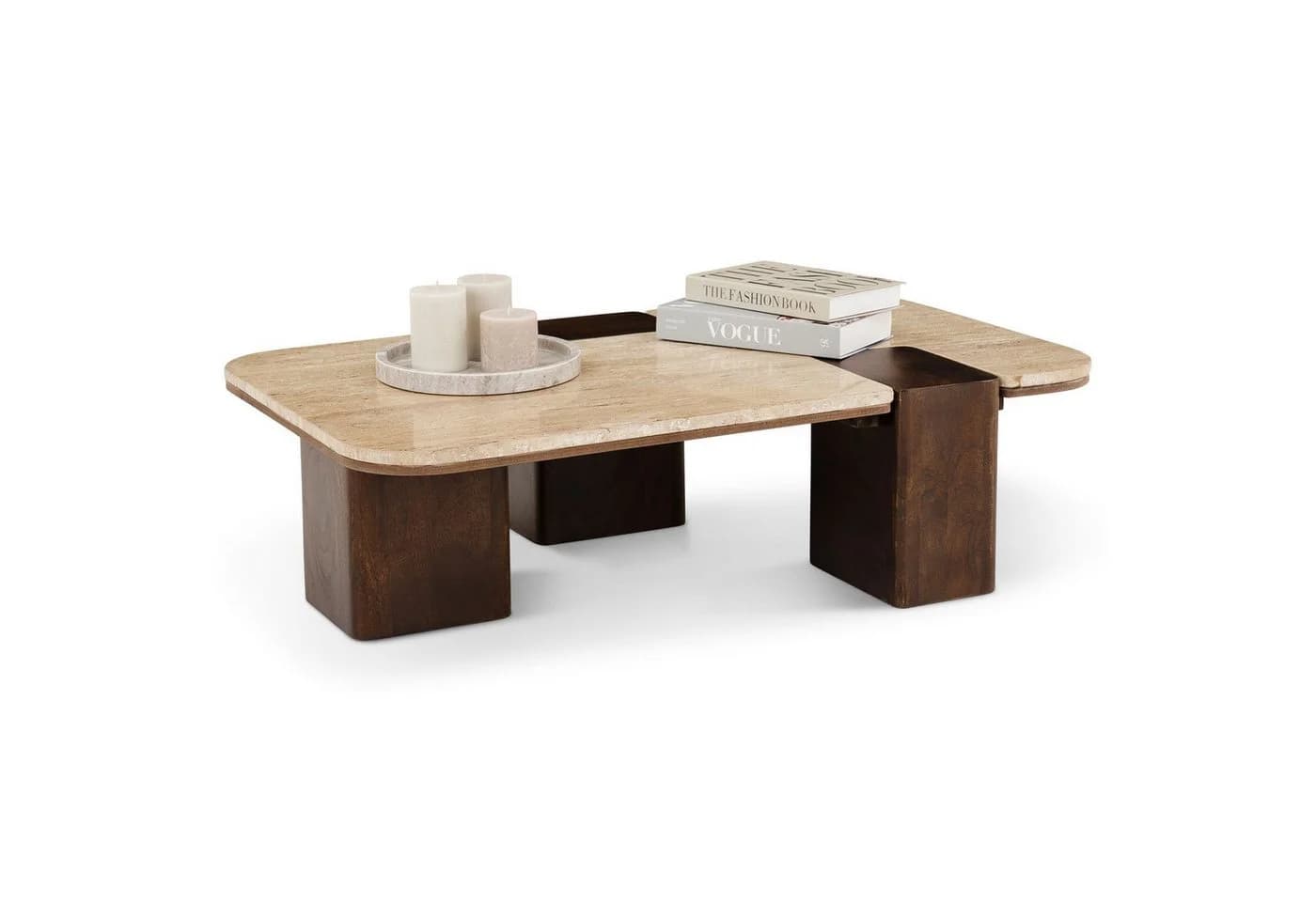 IDIMEX Couchtisch SURAT Travertin Mangoholz Braun Beige