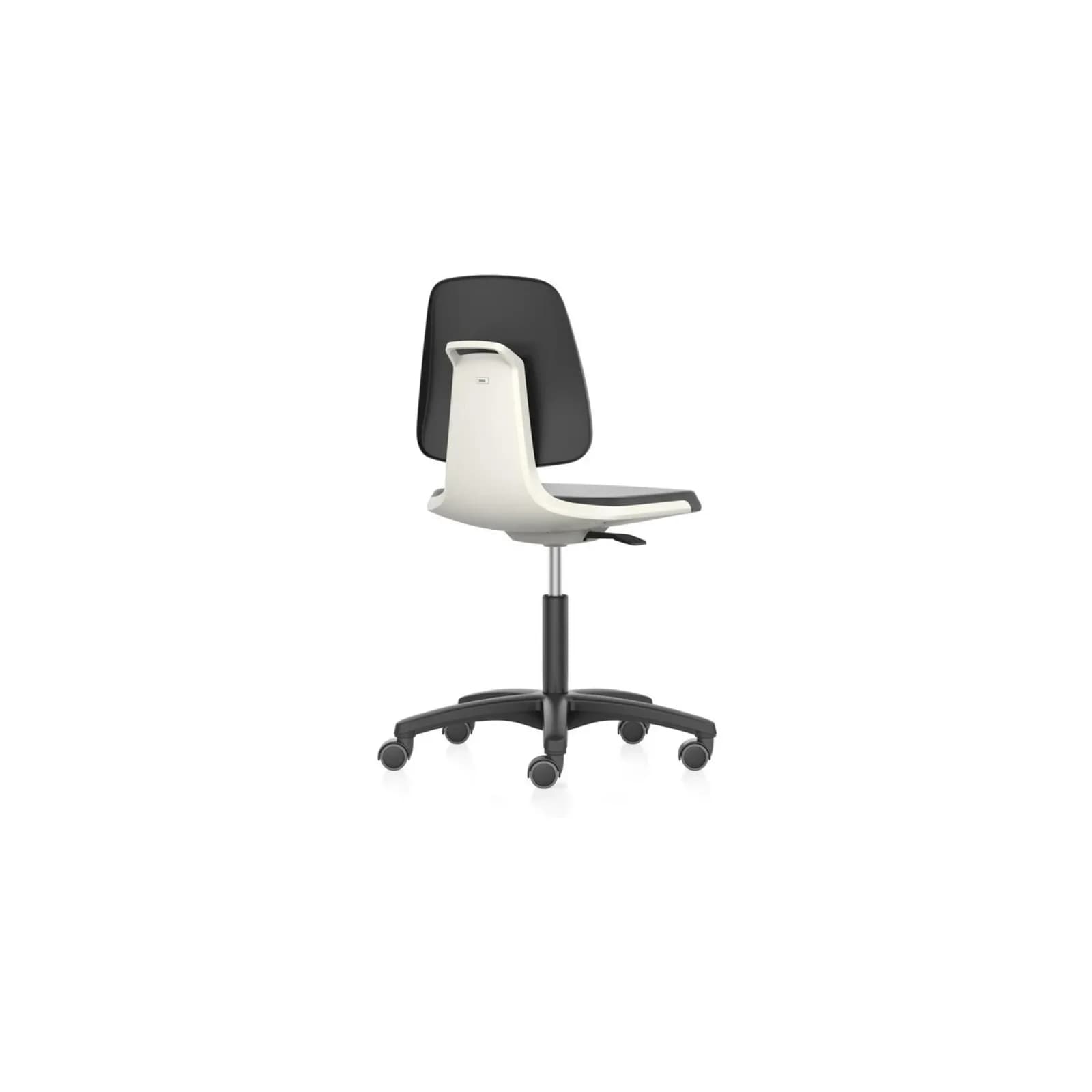 bimos Arbeitsstuhl Labsit 2 K-Leder Weiß mit Rollen