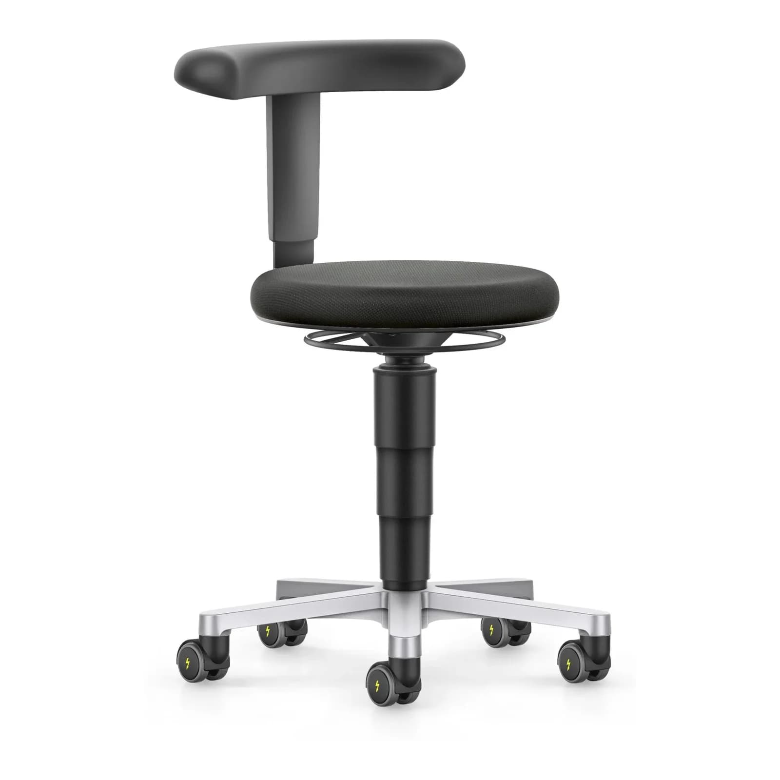 bimos ESD Hocker mit Rollen, Stoff schwarz, Flex-Stütze