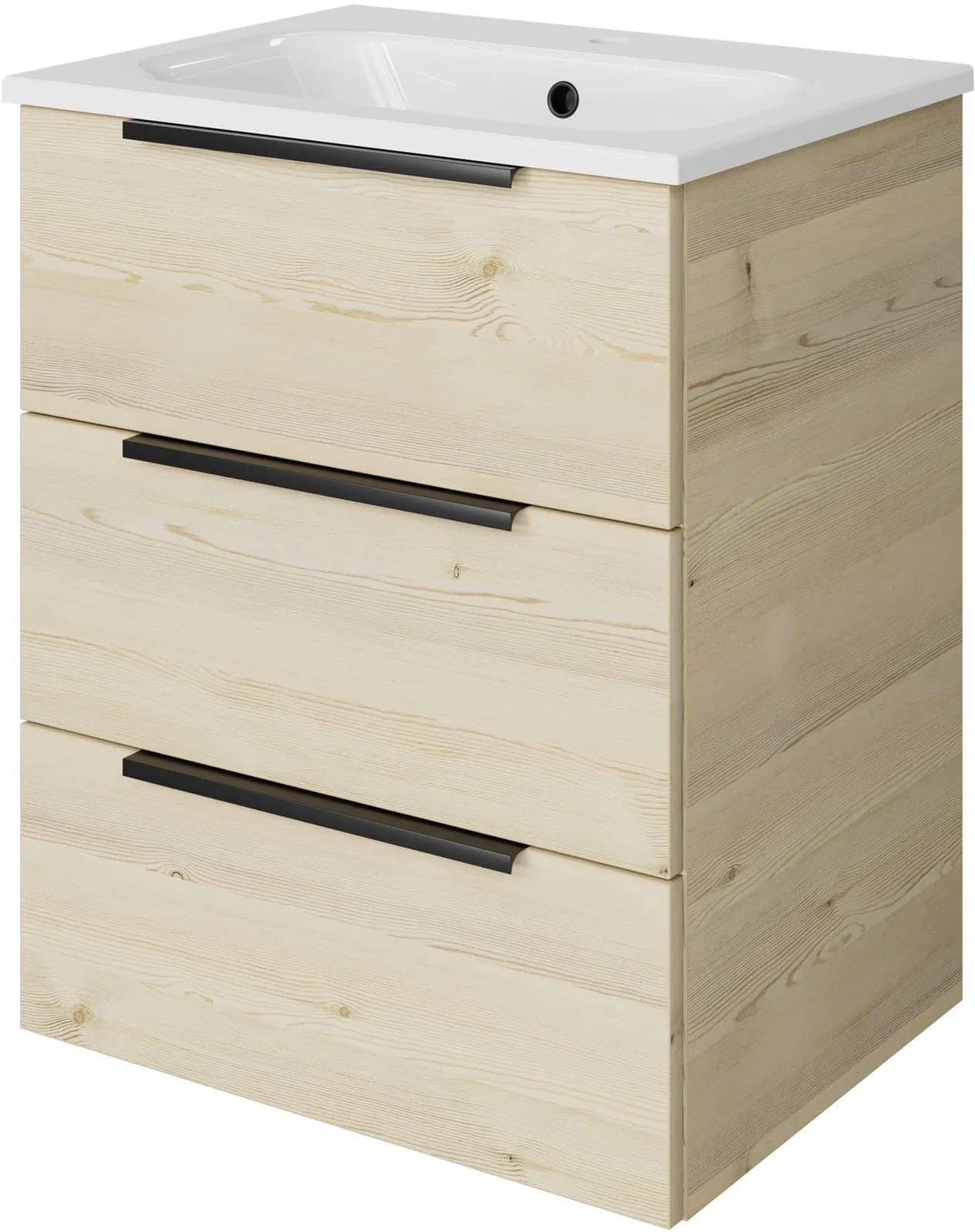 Badmöbel-Set SAPHIR Mineralmarmor-Waschtisch mit Unterschrank Polar Pinie