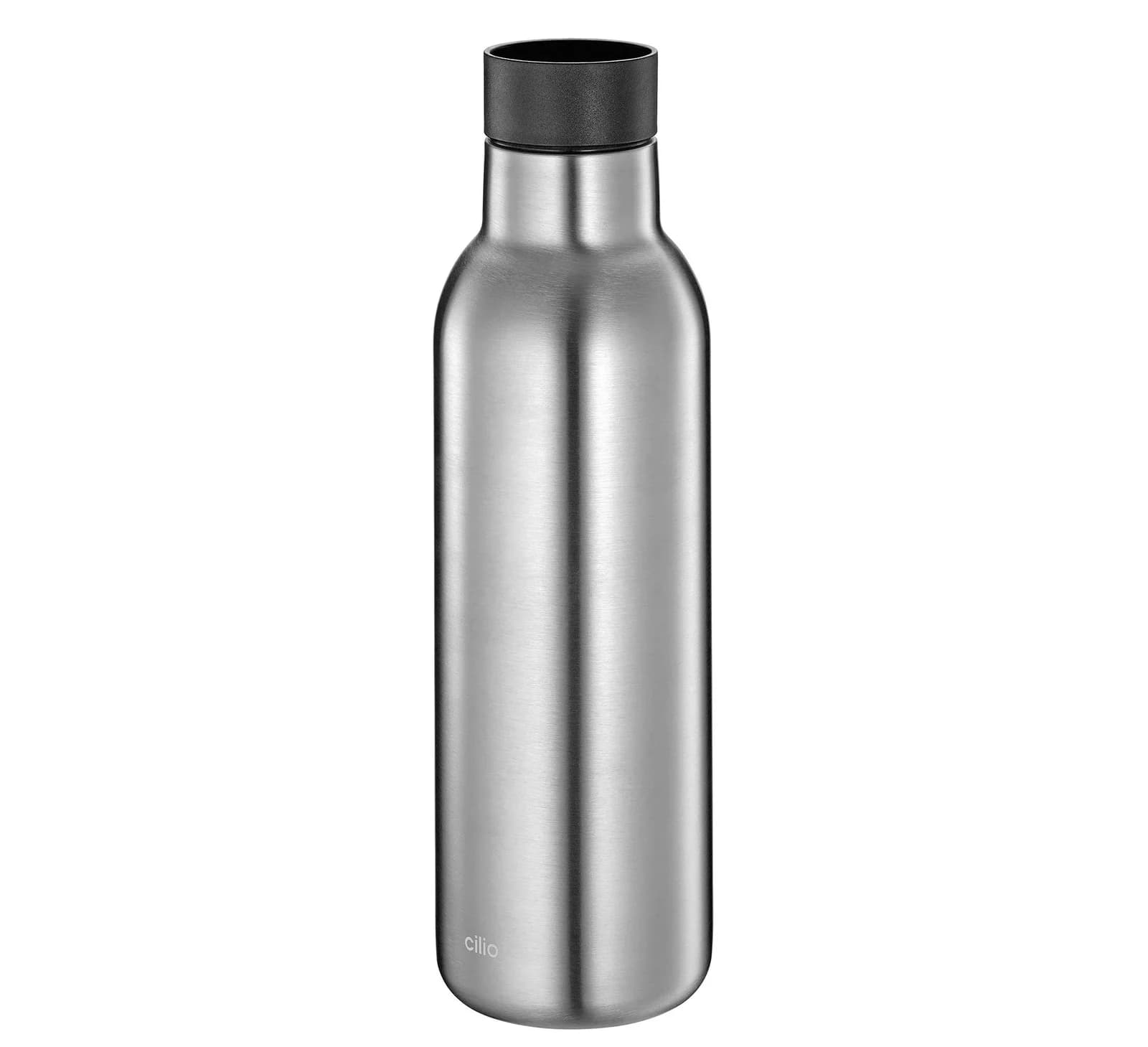 Isolierflasche cilio DELUXE 0,45 Liter Schwarz/Silberfarben