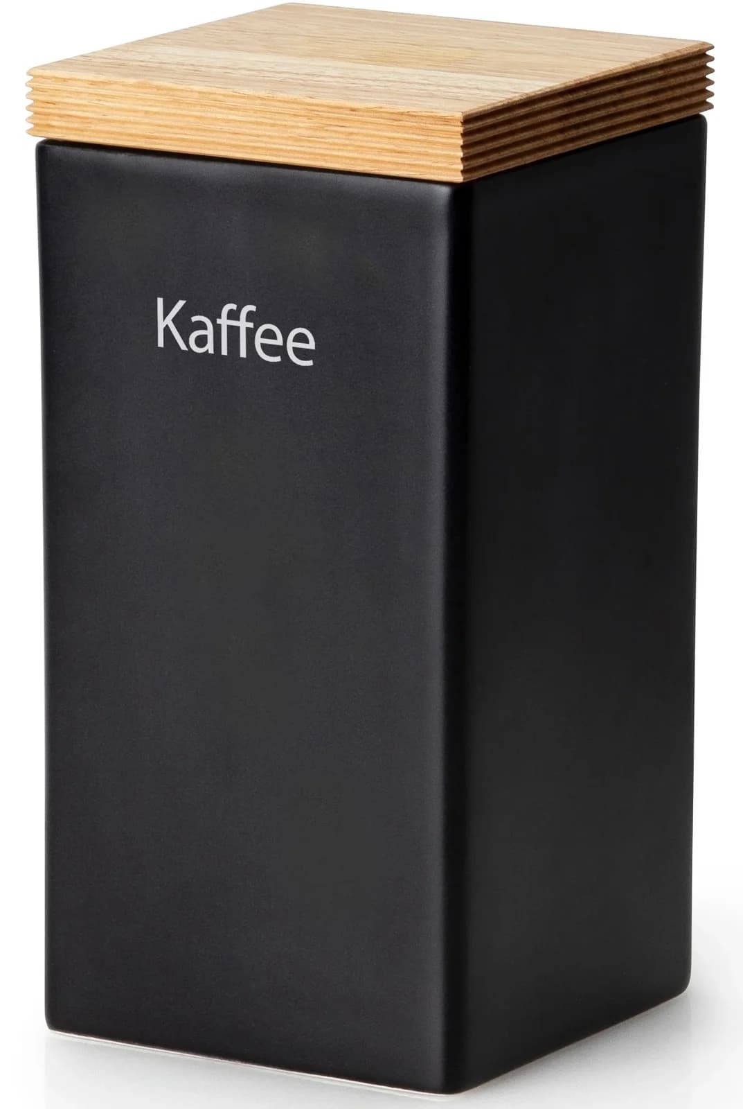 Kaffeedose CONTINENTA Keramik mit Holzdeckel und Silikonring