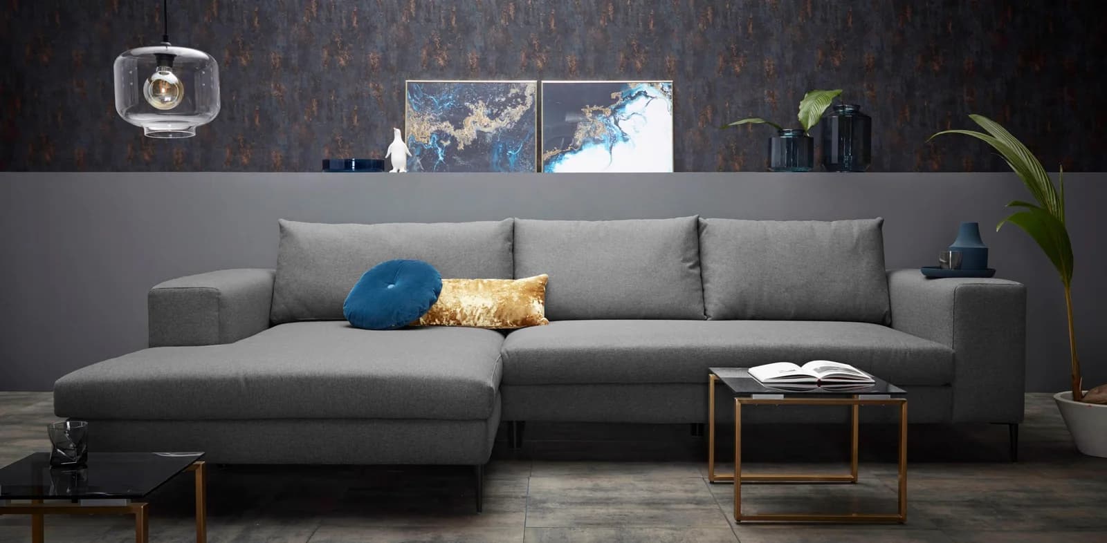 Home Affaire Ecksofa Aurora L-Form Silber mit Recamiere