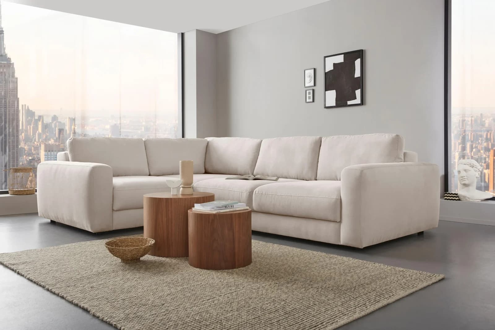 Ecksofa PLACES OF STYLE Bloomfield 304cm L-Form Beige