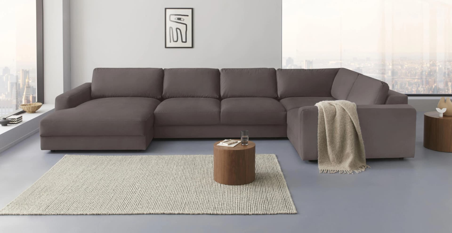 HOME AFFAIRE Bloomfield Mega Polsterecke U-Form Taupe