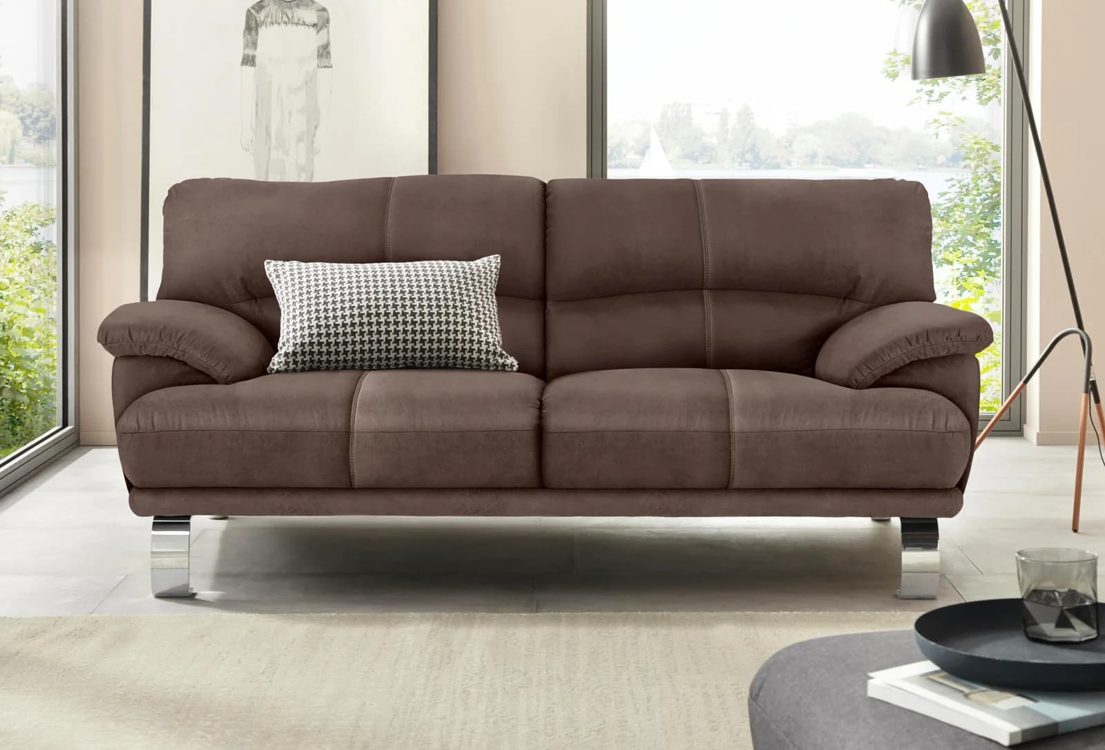 Trendmanufaktur Cecilia II 3-Sitzer Sofa Braun Microfaser