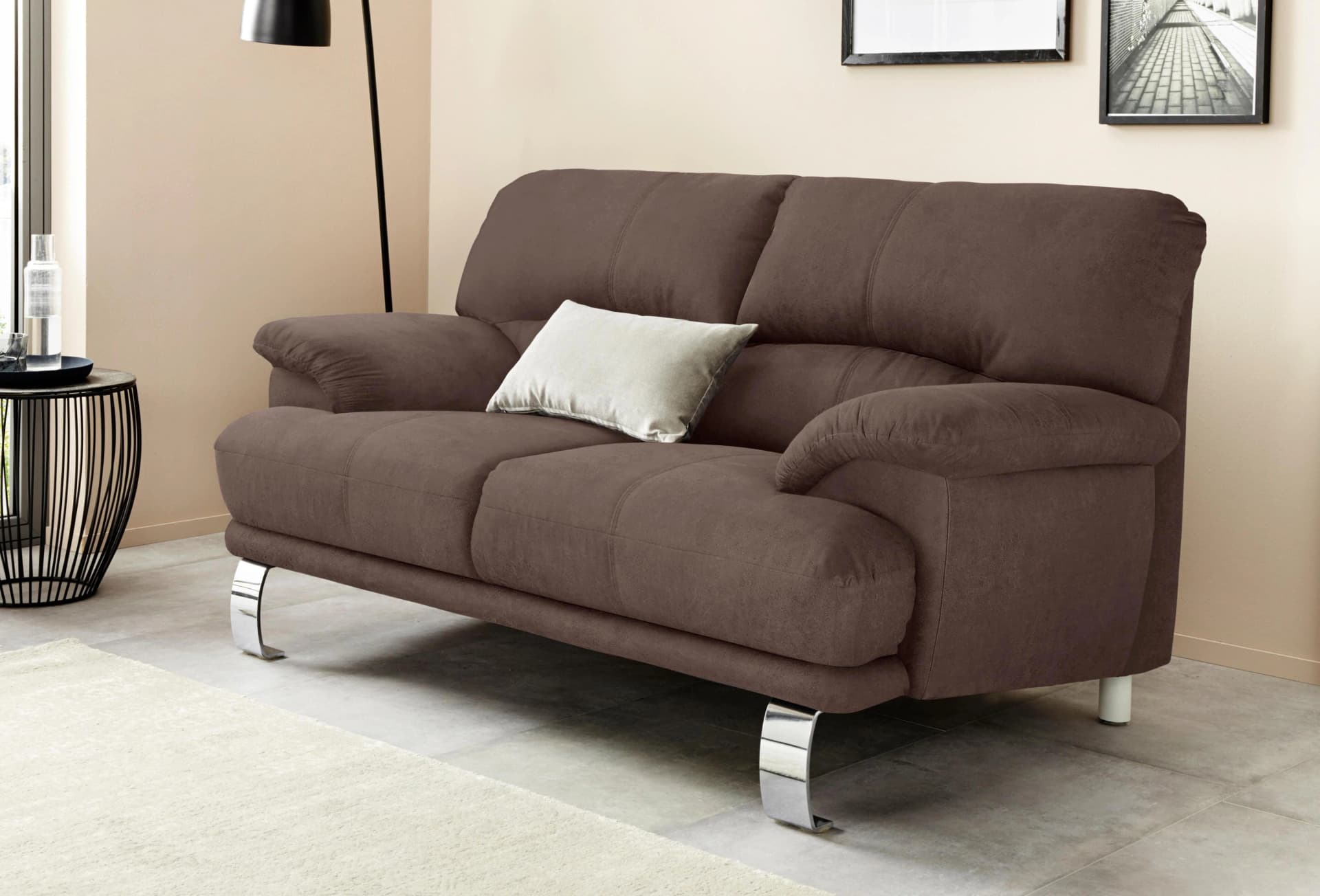 Trendmanufaktur Cecilia II 2-Sitzer Sofa Braun Microfaser