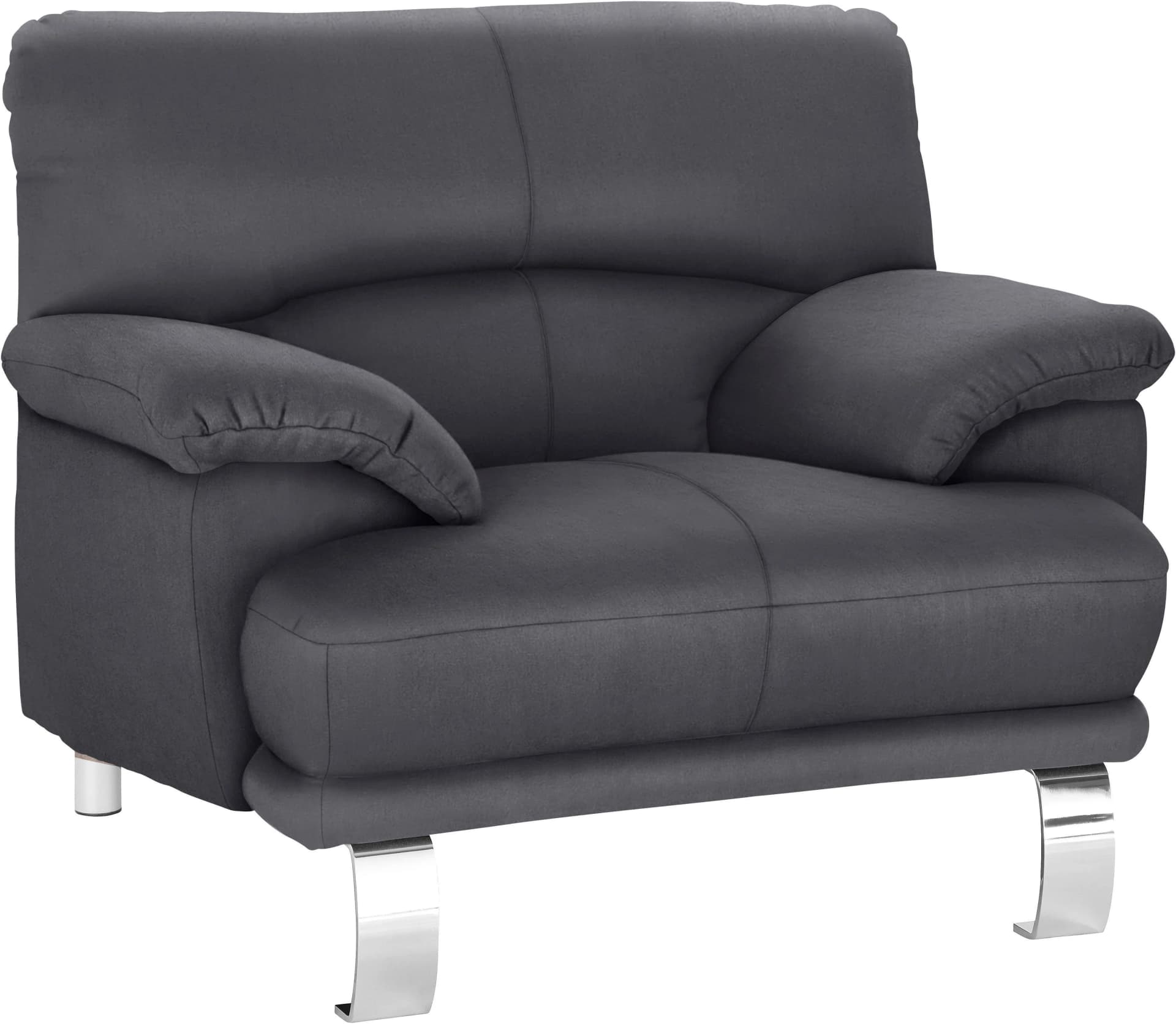 Trendmanufaktur Loungesessel Cecilia II Grau Microfaser Vintage