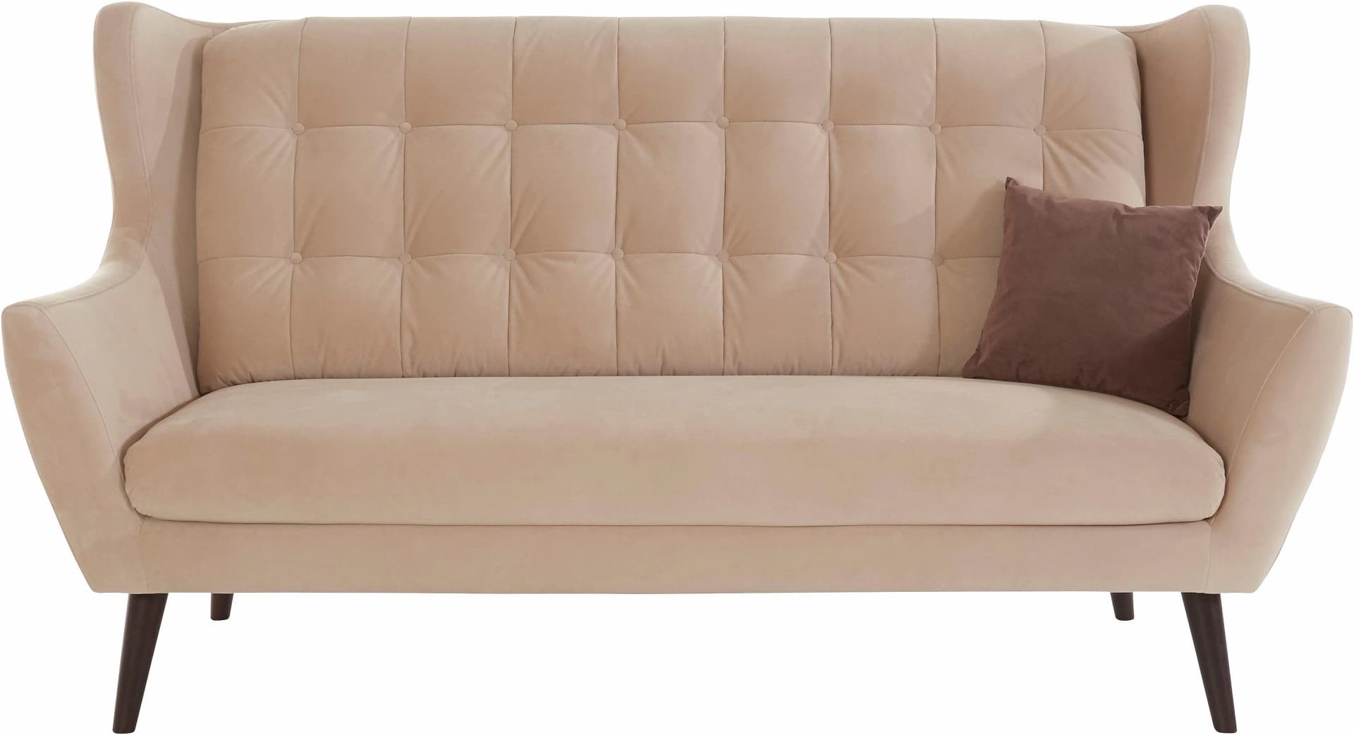 Home Affaire Hemmink 3-Sitzer Sofa Beige Braun Knopfheftung