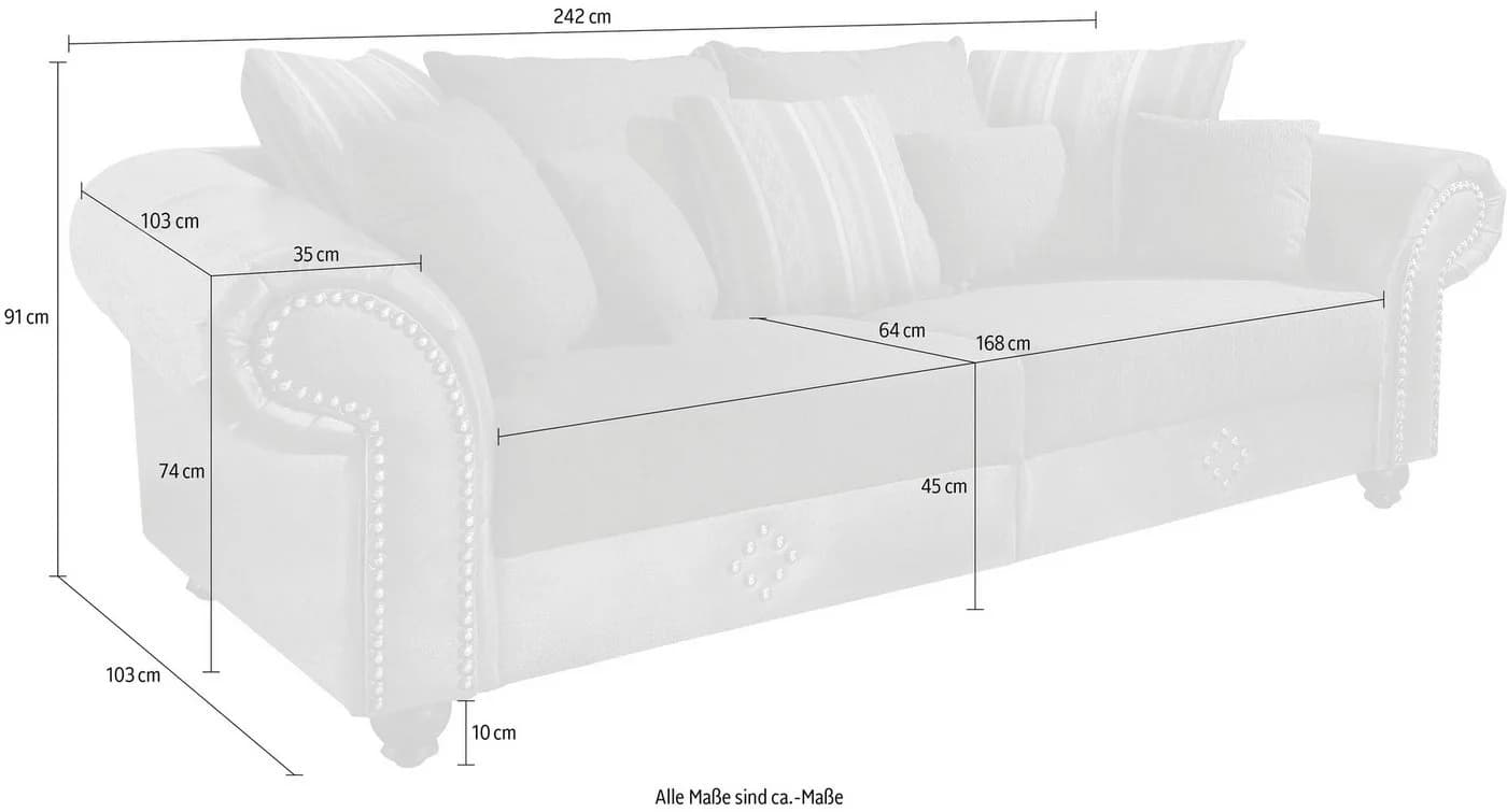 HOME AFFAIRE King George Mega Sofa 3-Sitzer Vintage Braun/Rot