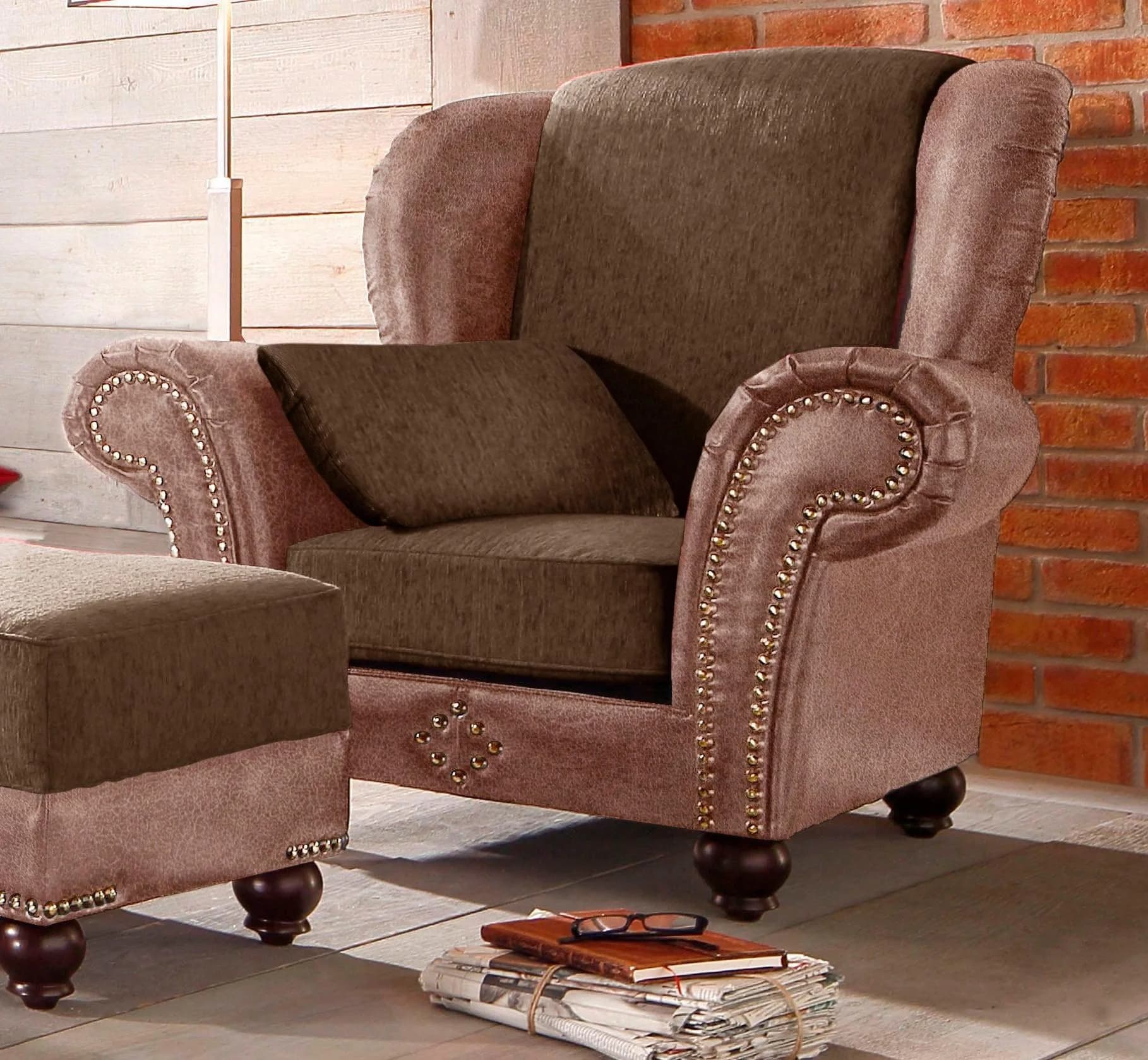 HOME AFFAIRE King George Ohrensessel Braun Vintage Optik