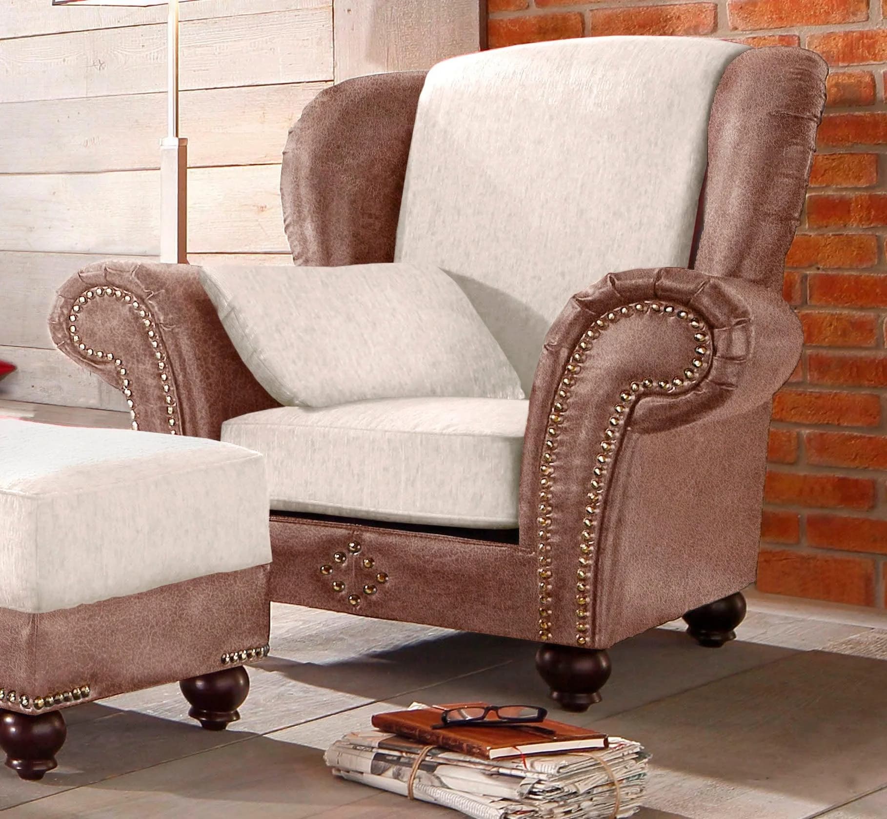 HOME AFFAIRE King George Ohrensessel Vintage Braun Chenille