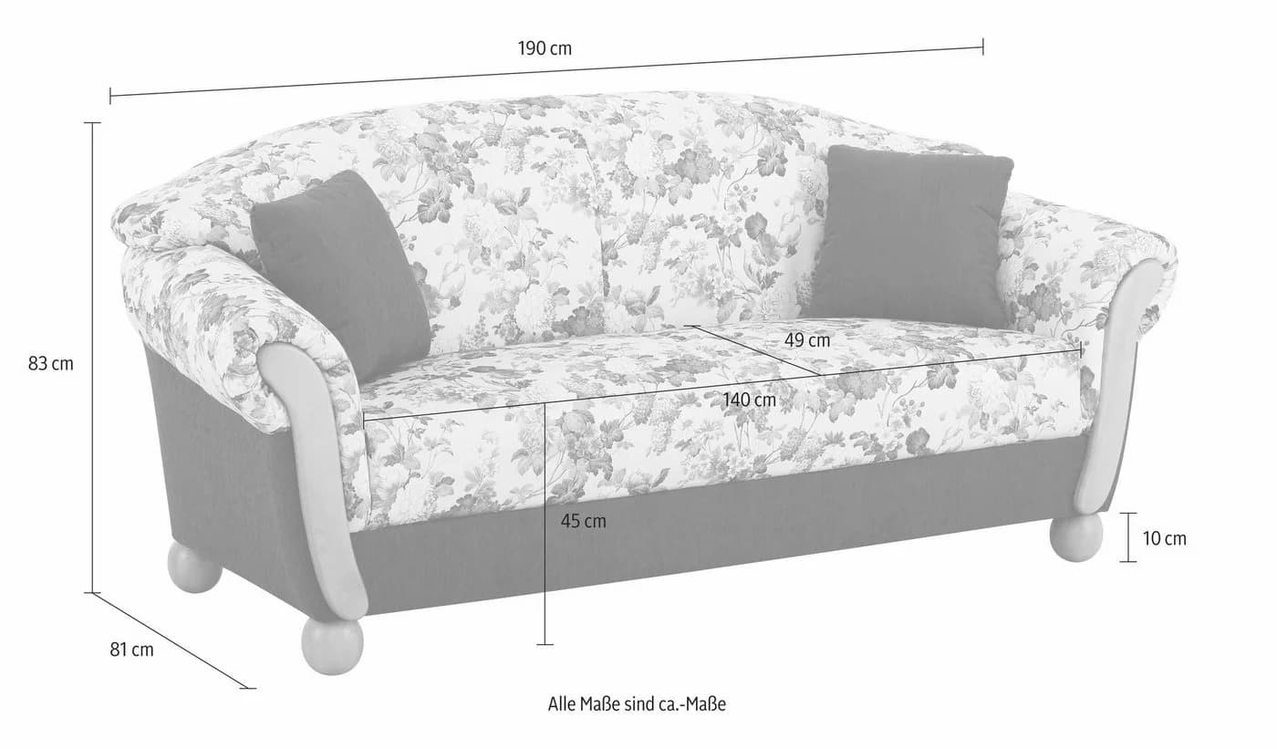 Home Affaire Milano 3-Sitzer Sofa Landhaus-Stil Rot Chenille