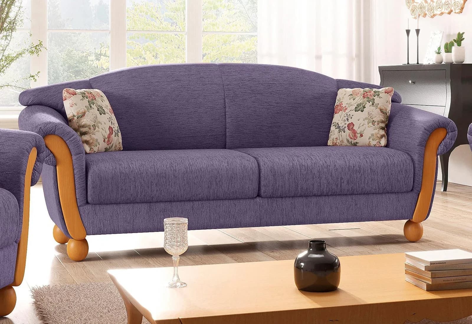 Home Affaire Milano 3-Sitzer Sofa Landhaus-Stil Flieder Chenille