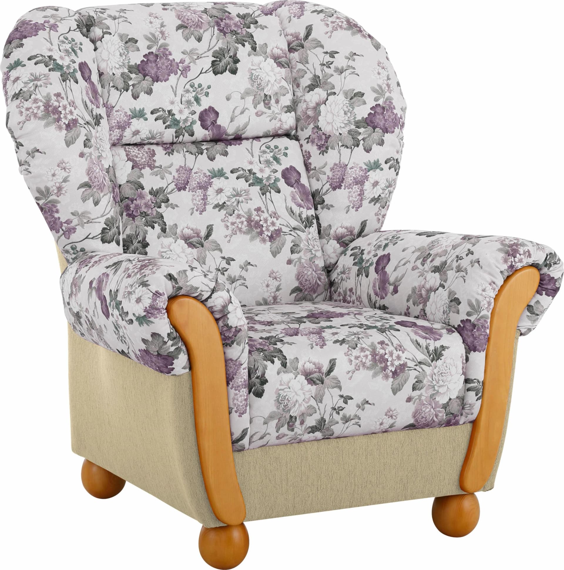 Home Affaire Milano Ohrensessel Landhaus-Stil Chenille Creme/Flieder