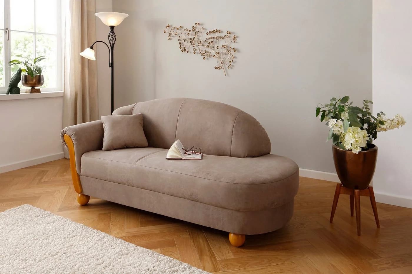 HOME AFFAIRE Milano Ottomane Beige mit Armlehne