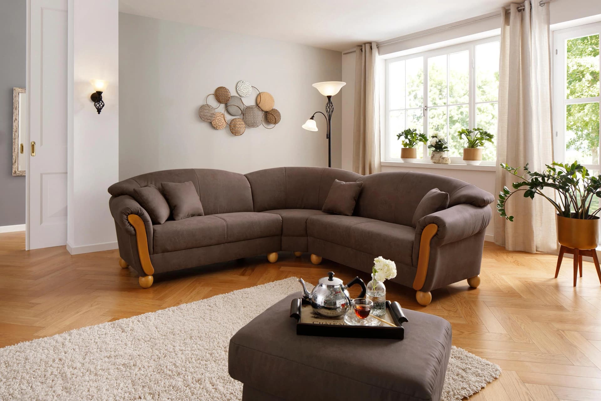 HOME AFFAIRE Ecksofa Milano Vintage L-Form Braun Lederoptik