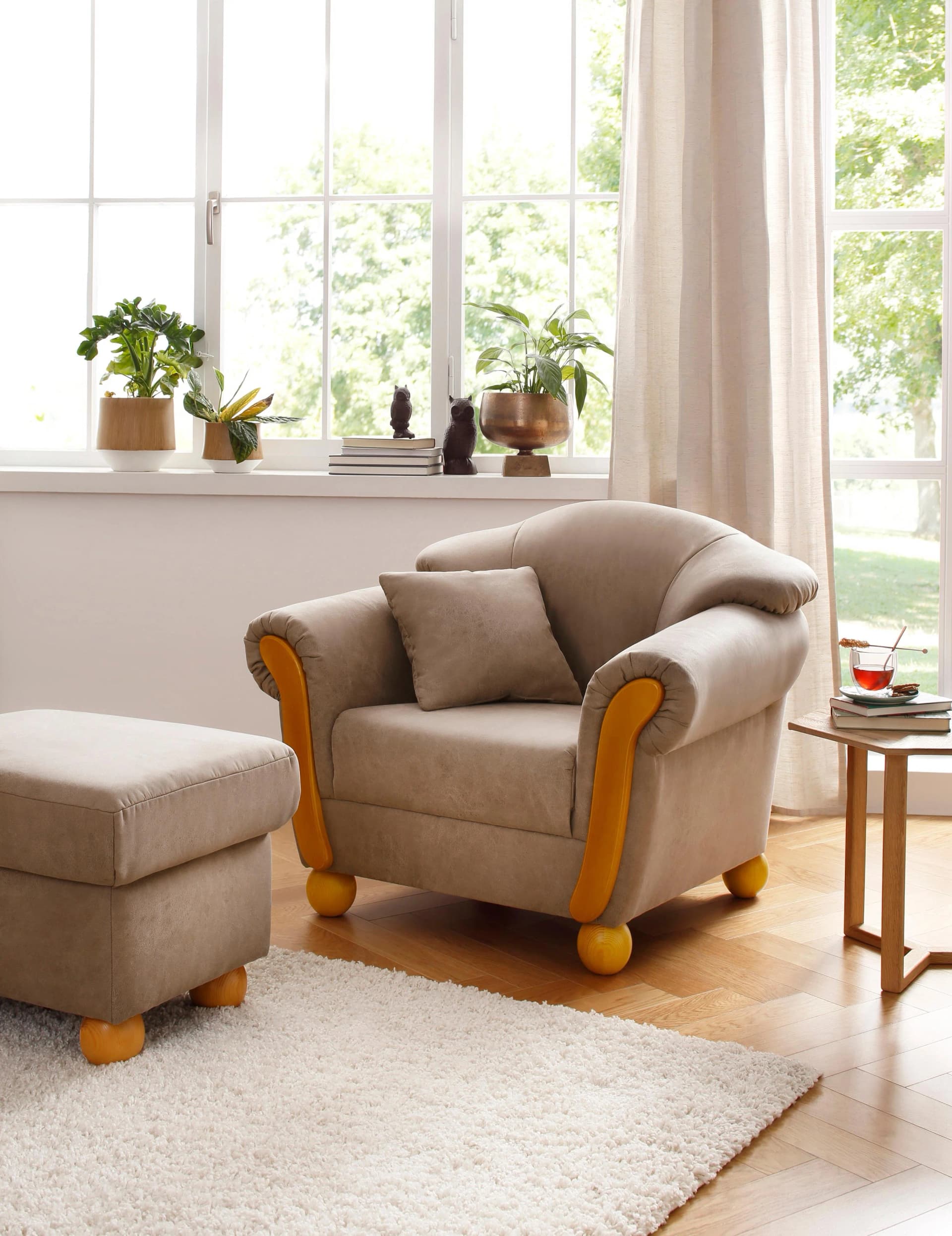 HOME AFFAIRE Milano Loungesessel Beige Microfaser Lederoptik