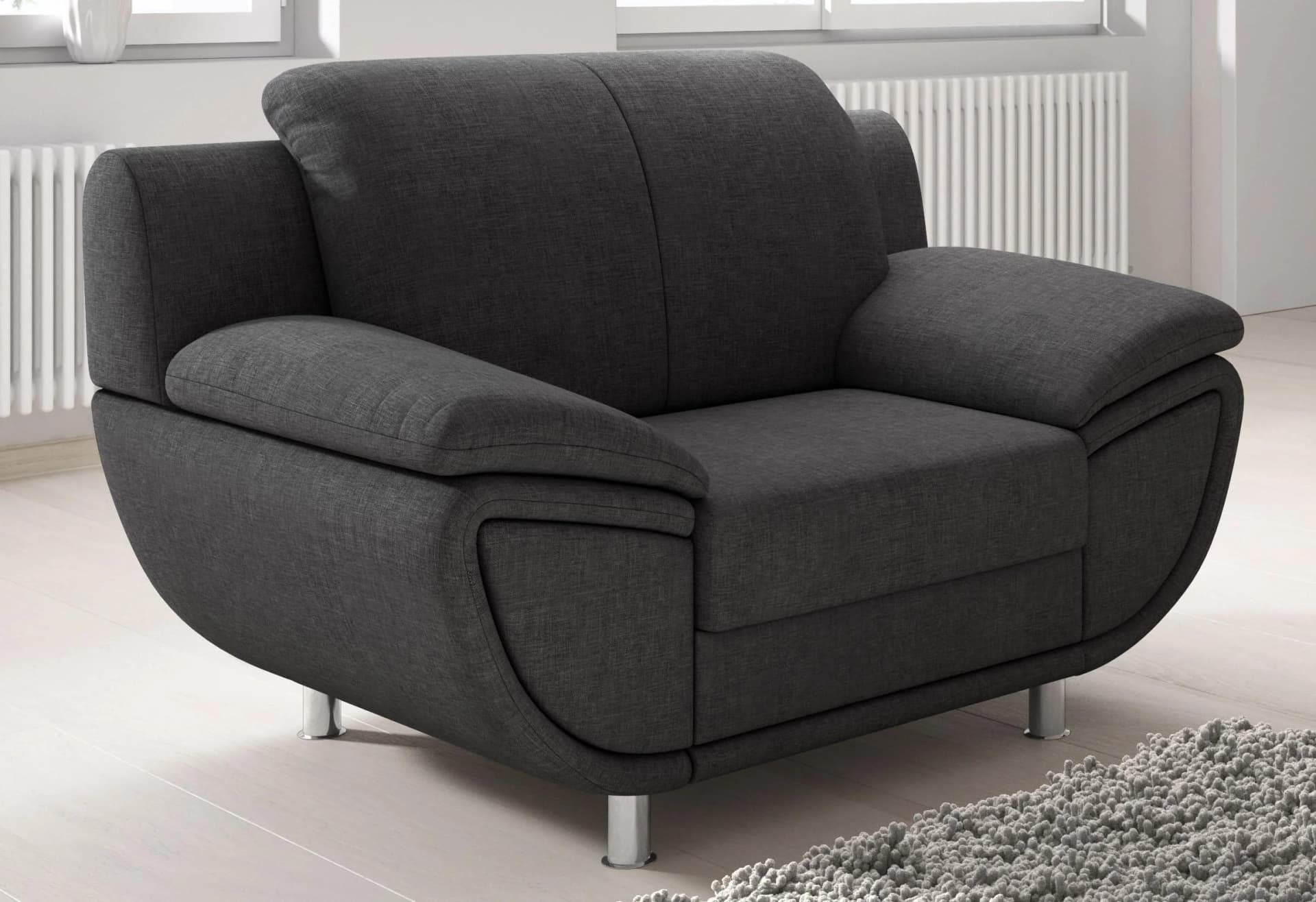 TRENDMANUFAKTUR Rondo II Loungesessel Grau mit Federkern