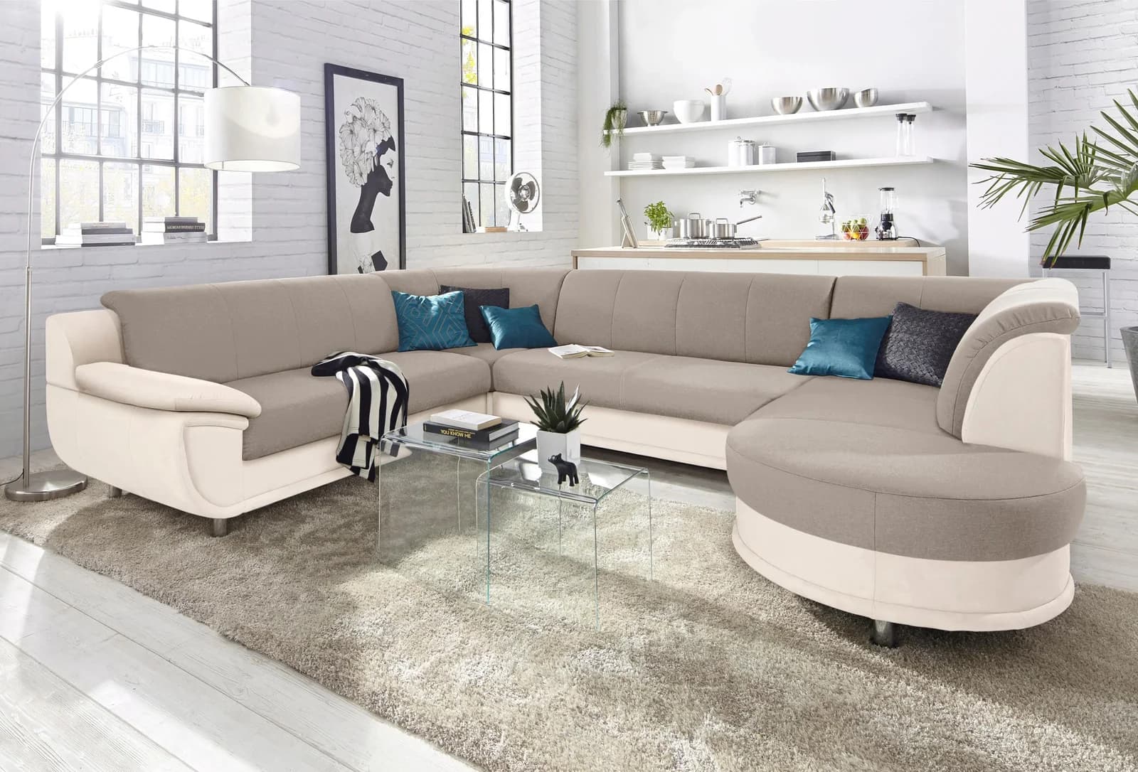 TRENDMANUFAKTUR Rondo 3 Wohnlandschaft U-Form Beige