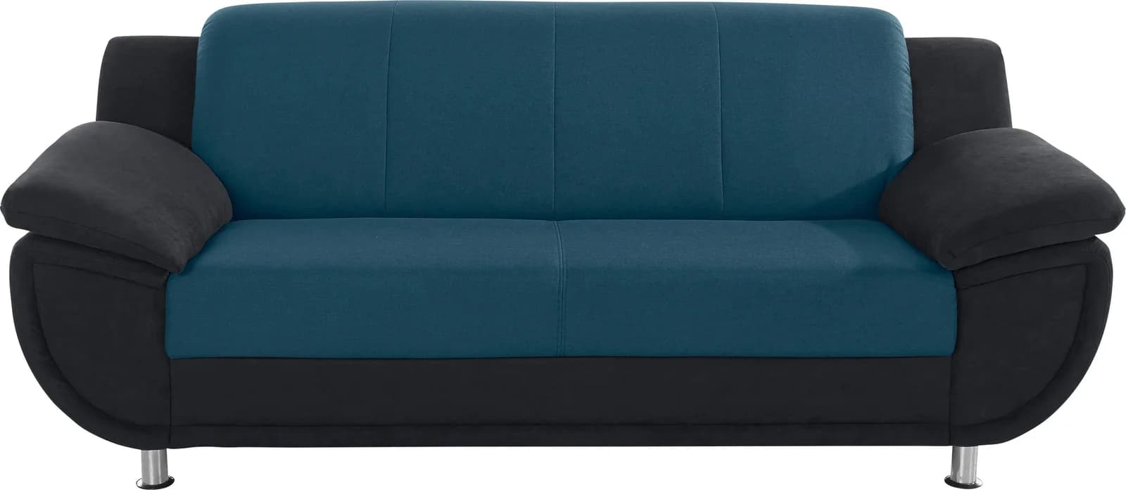 TRENDMANUFAKTUR Rondo 3 3-Sitzer Sofa Schwarz/Petrol mit Federkern