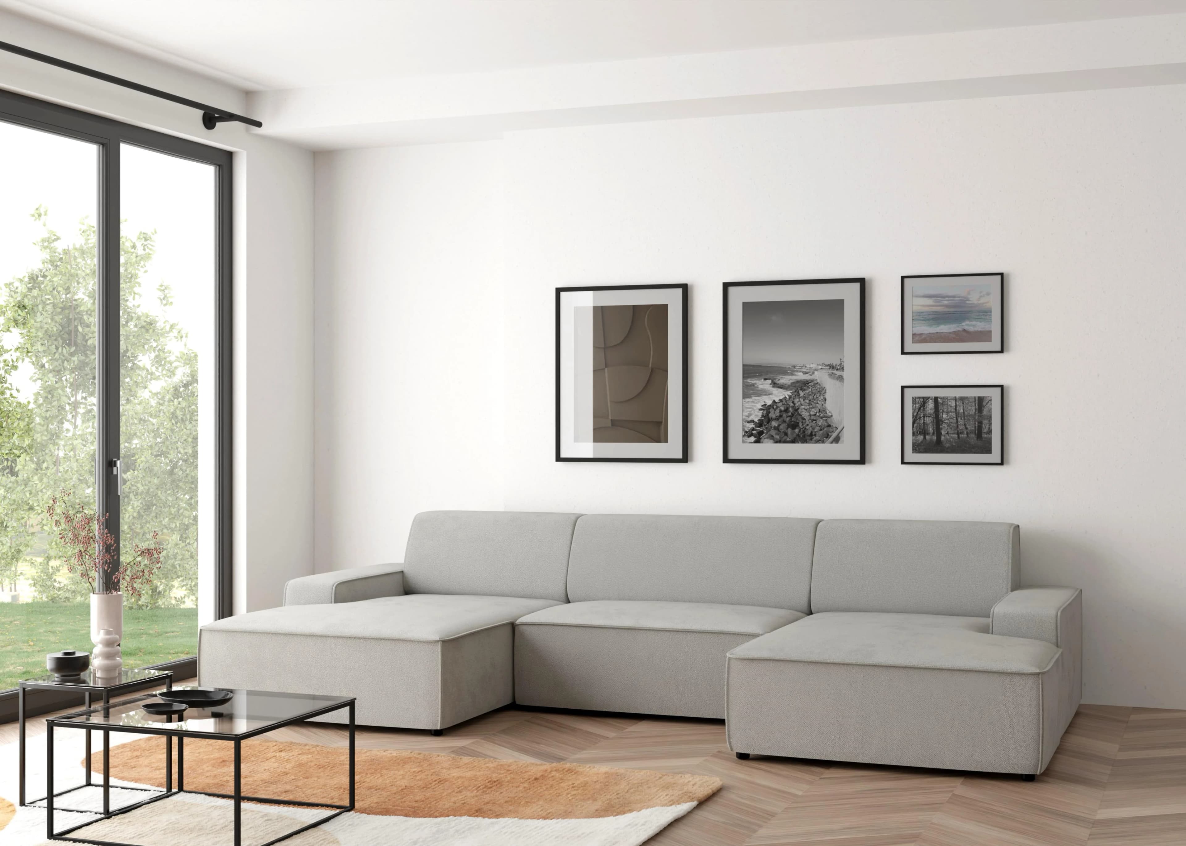 Trendmanufaktur Wohnlandschaft Graz U-Form Weiß LEO-Bezug