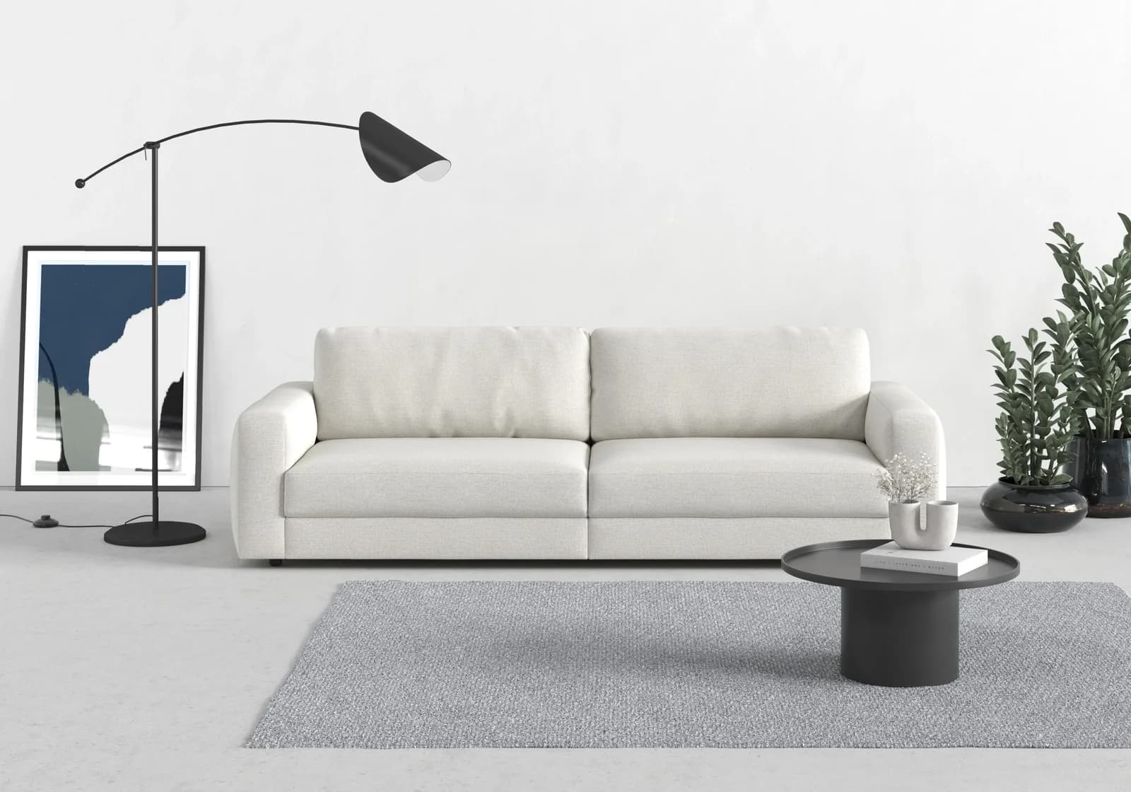 Trendmanufaktur Bourbon Big-Sofa Silber 264cm mit hohem Sitzkomfort
