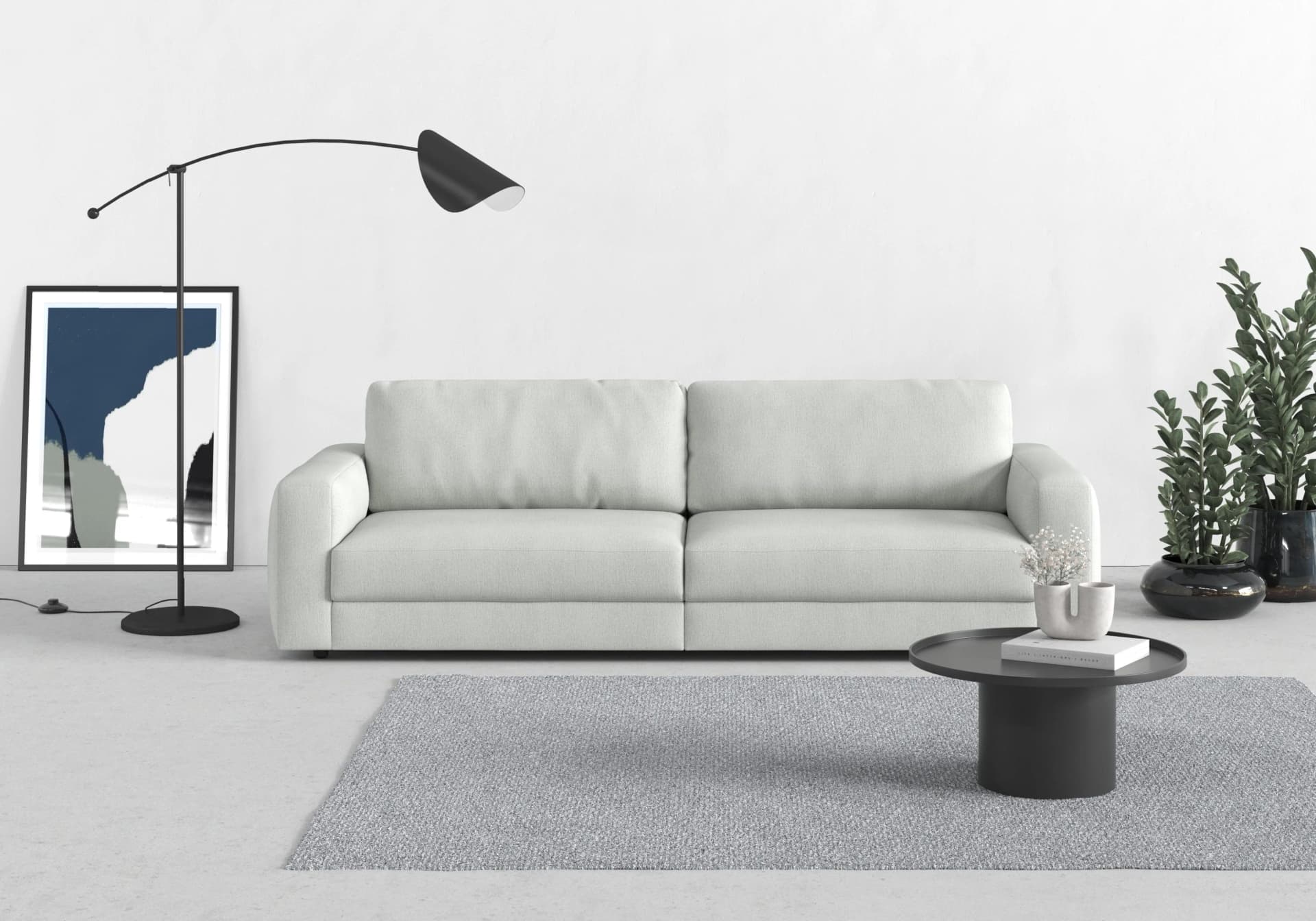 Trendmanufaktur Bourbon Mega Big-Sofa Silber mit Sitztiefenverstellung