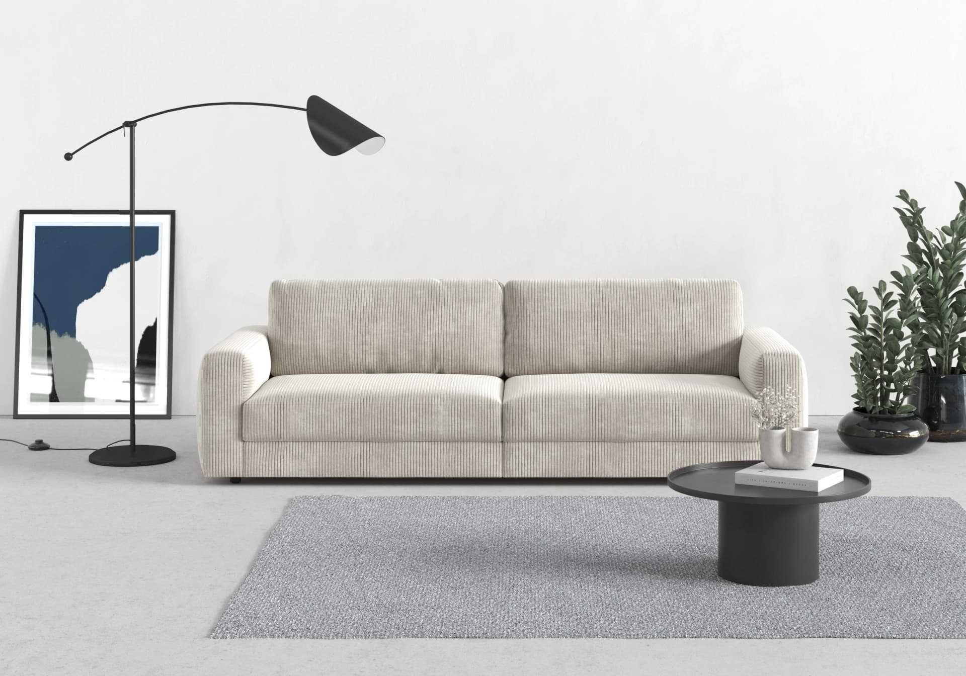 Trendmanufaktur Bourbon Mega Big-Sofa Beige mit Sitztiefenverstellung
