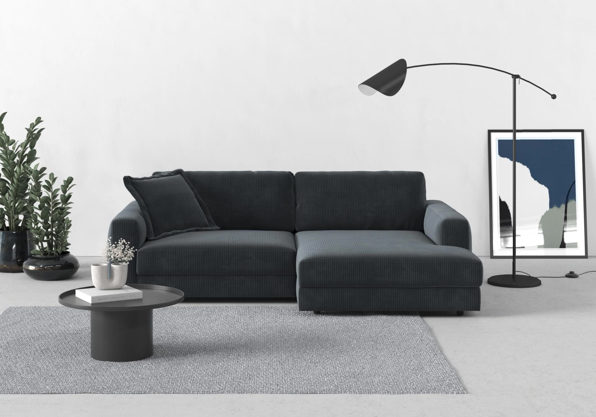 Trendmanufaktur Ecksofa Bourbon Mega-Ecke Anthrazit L-Form