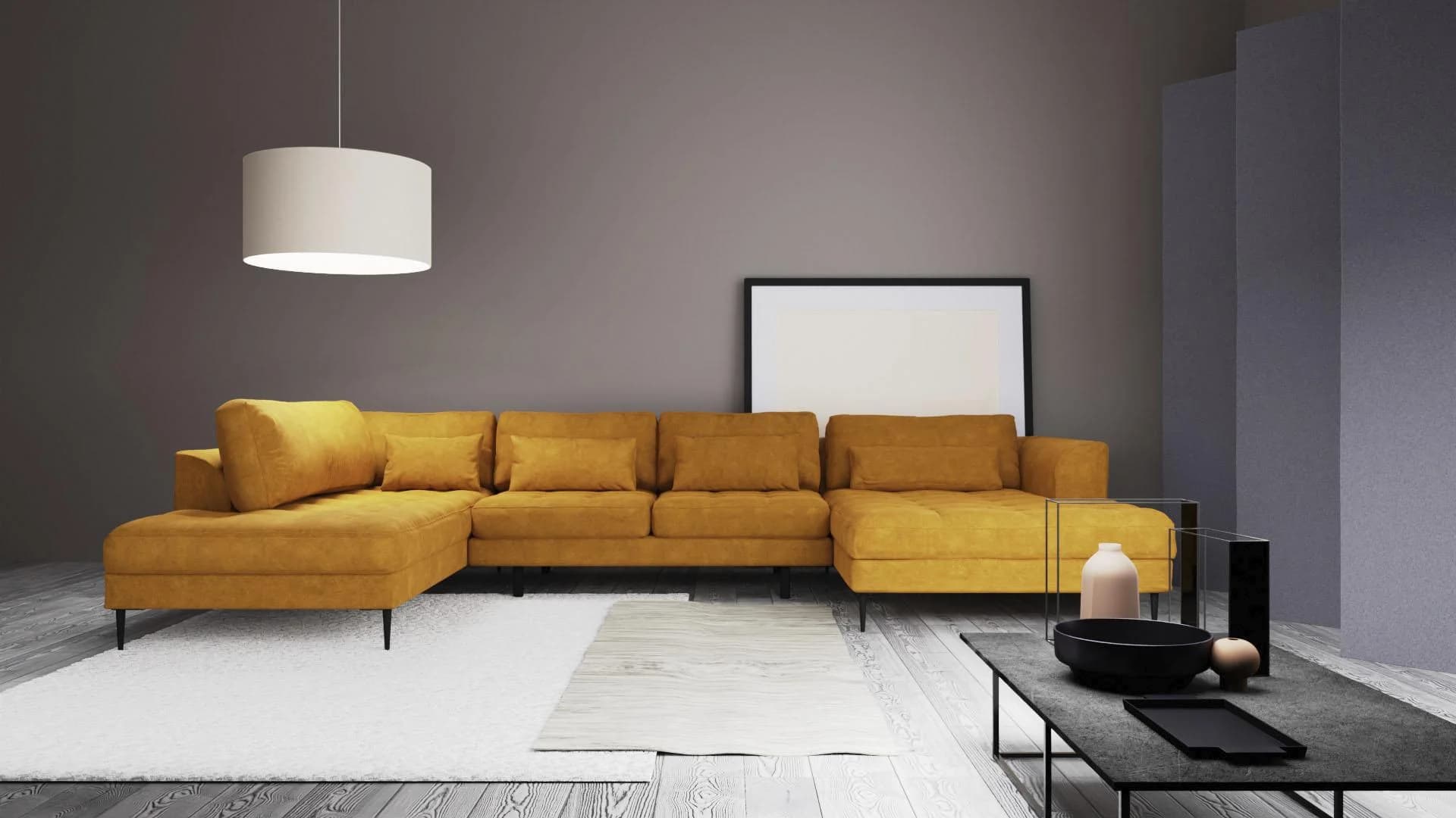 TRENDMANUFAKTUR Wohnlandschaft Luzi Designsofa 361 cm Orange