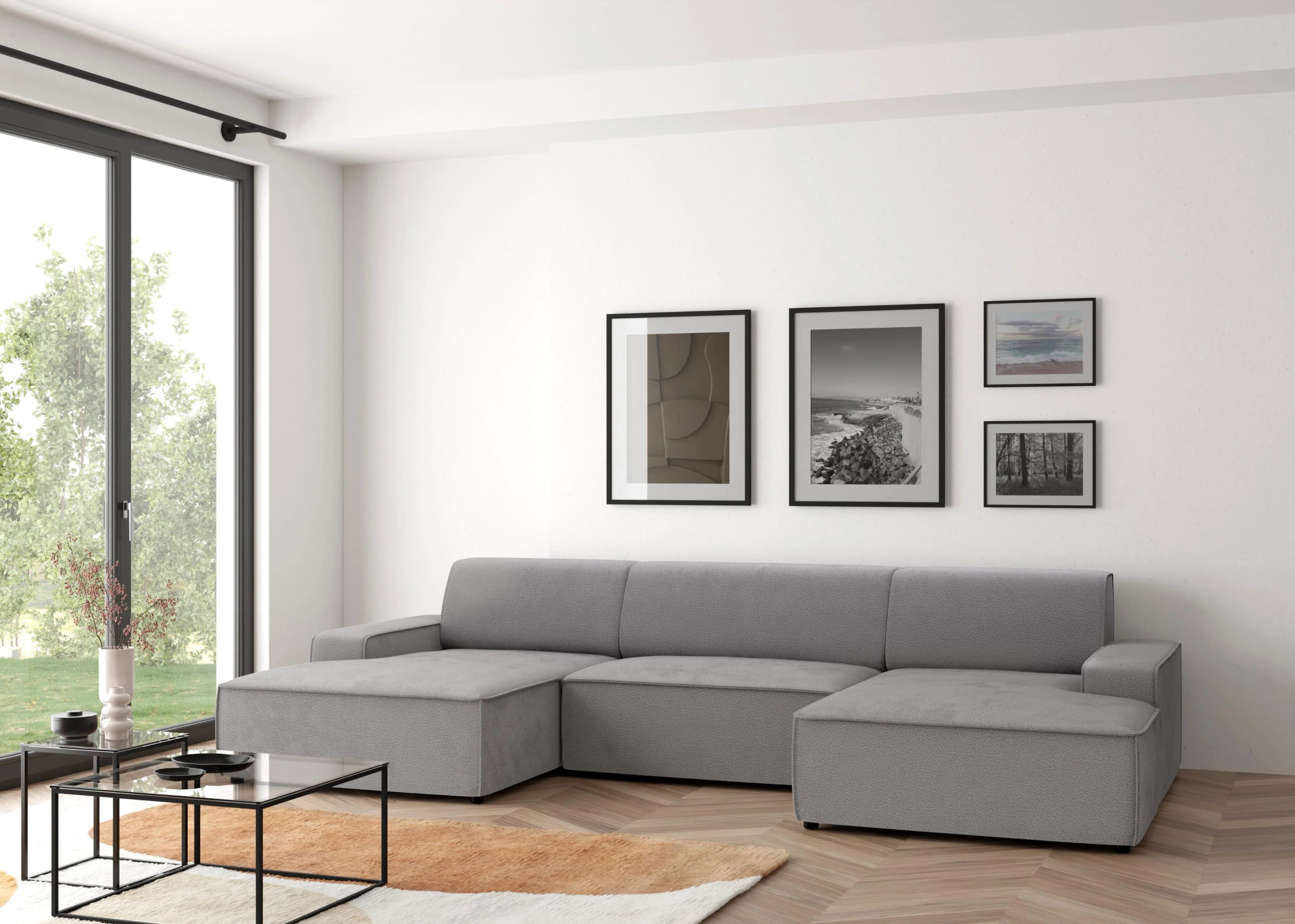 Trendmanufaktur Wohnlandschaft Graz U-Form mit Sitzvorschub und Bettkasten Braun
