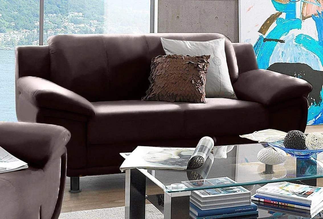 TRENDMANUFAKTUR Rondo 2-Sitzer Sofa Braun mit breiten Armlehnen