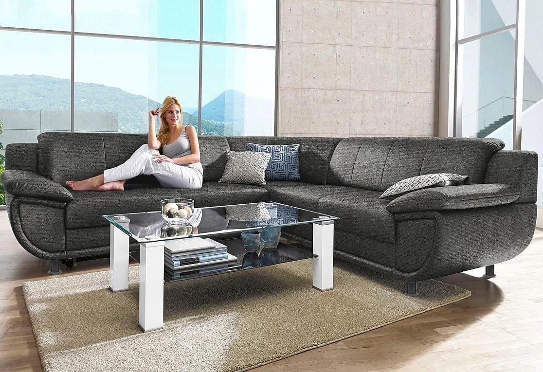 TRENDMANUFAKTUR Ecksofa Rondo mit Schlaffunktion Anthrazit