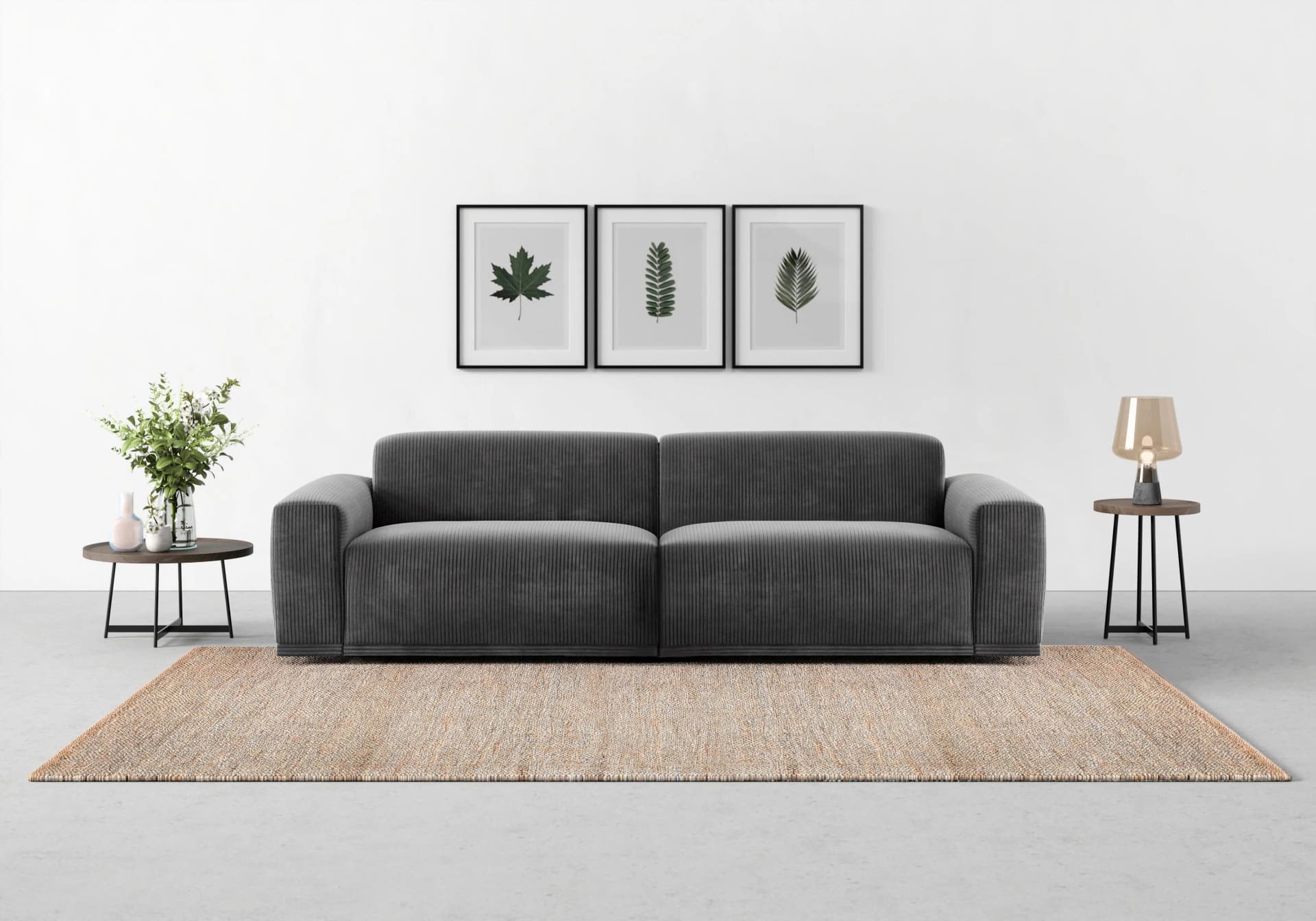 TRENDMANUFAKTUR Braga Big-Sofa Anthrazit 4-Sitzer Cord