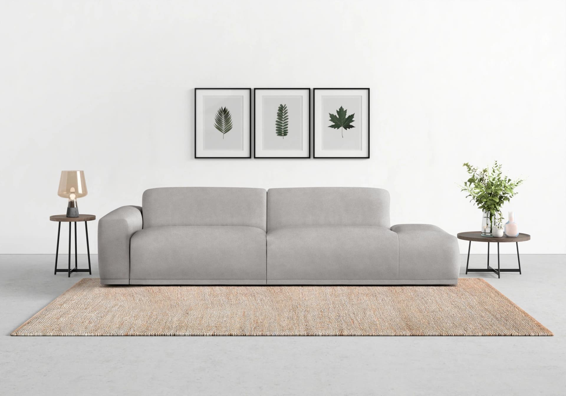 Trendmanufaktur Big-Sofa Braga Silber Megasofa mit Kaltschaum