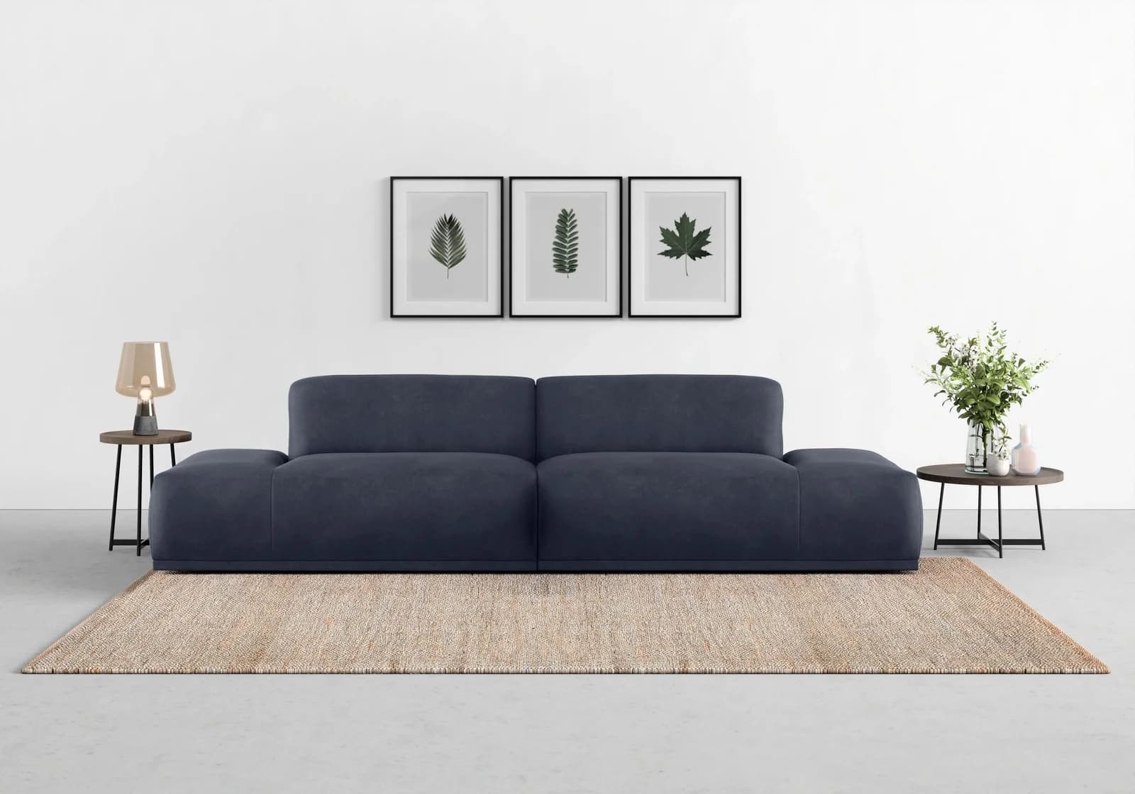 Trendmanufaktur Braga Big-Sofa Blau 300cm Kaltschaum Designsofa