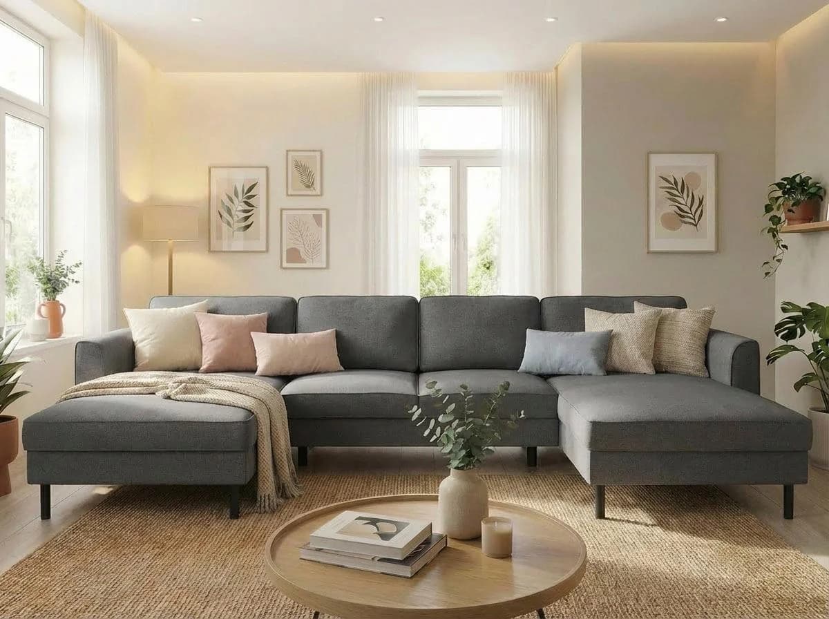 HOME AFFAIRE Wohnlandschaft Booster II Anthrazit U-Form 305 cm