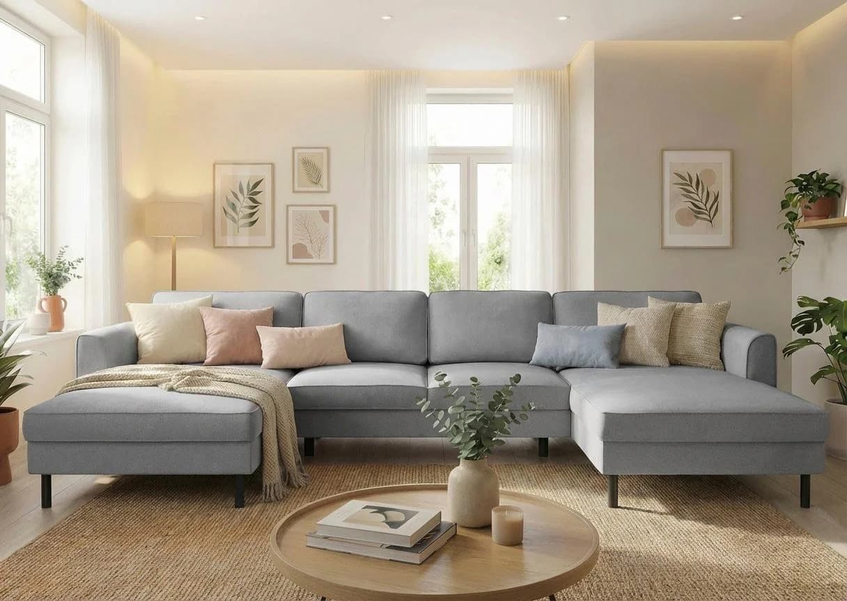 HOME AFFAIRE Wohnlandschaft Booster II U-Form Schlamm Polyester